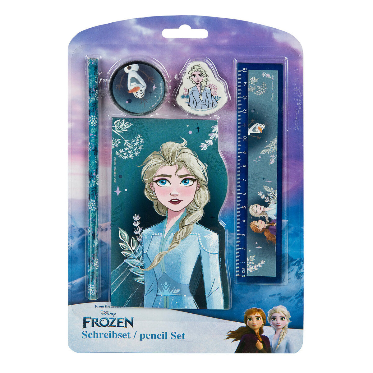 Conjunto de escrita Frozen com personagens Elsa, Anna e Olaf da WABOBA AB