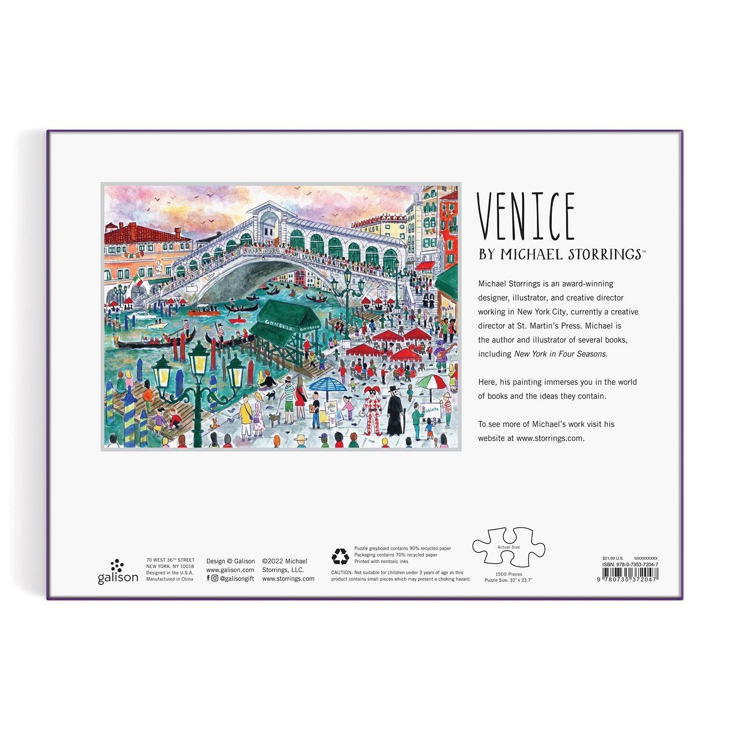Puzzle 1500 elementów Wenecja od Galison z kolorowym obrazem mostu Rialto i gondoli na wodzie