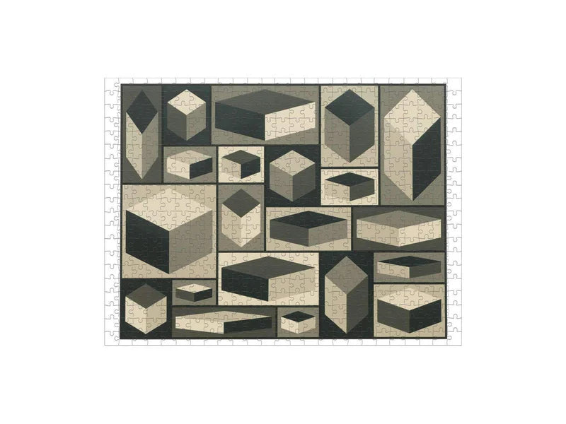 Puzzle dwustronne 500 elementów Galison z geometrycznymi kształtami i wzorami w odcieniach czerni i beżu