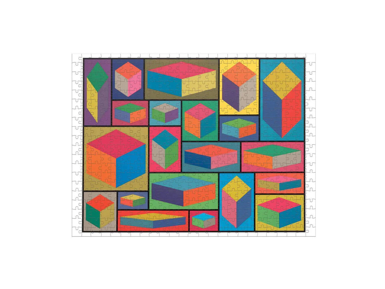 Kolorowe puzzle dwustronne 500 elementów z geometrycznymi kształtami od Galison