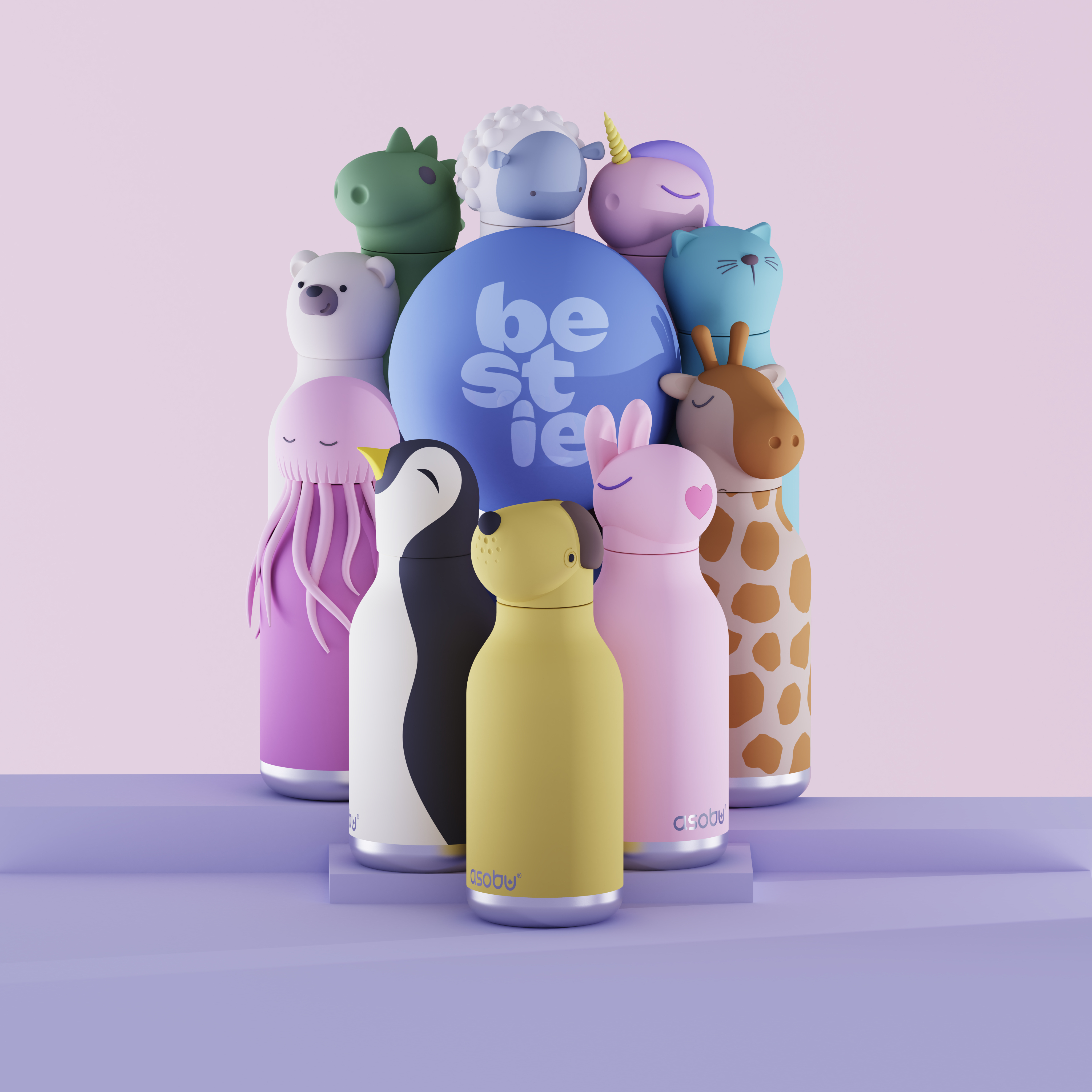 Butelka termiczna ze słomką Bestie Asobu – Jednorożec 460 ml
