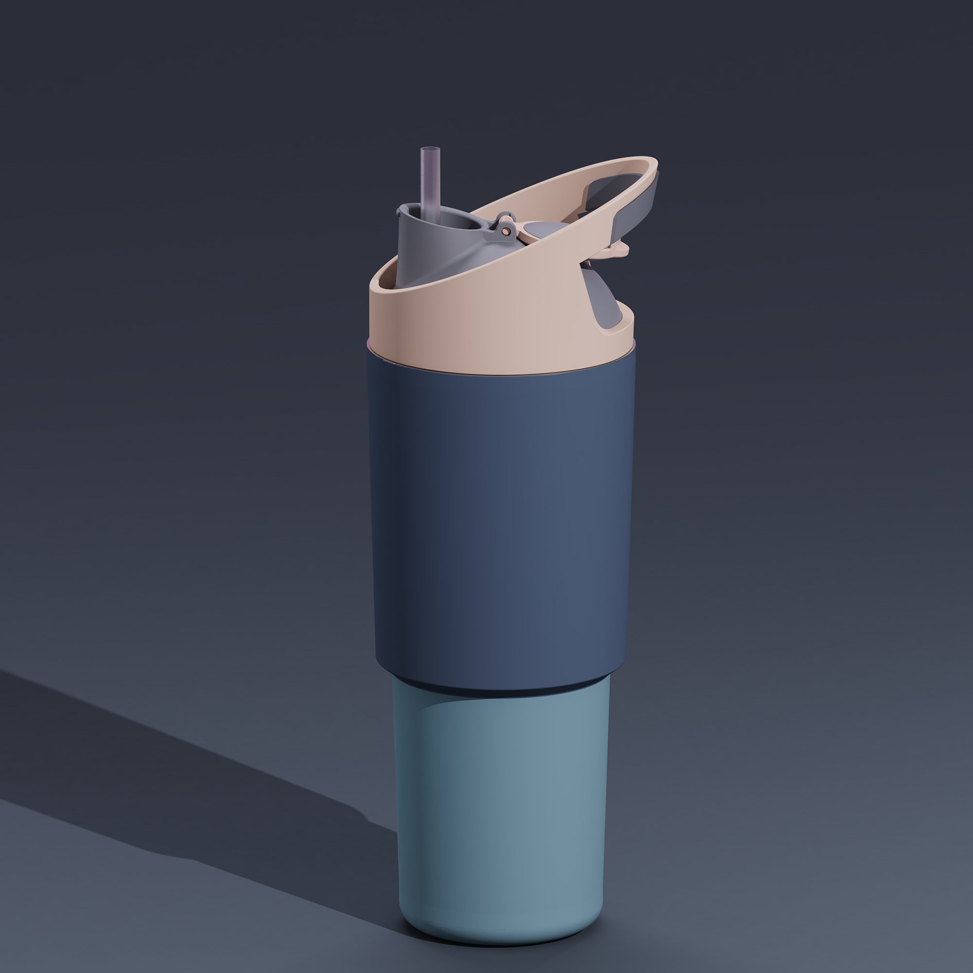 Bouteille isotherme Cosmic Asobu avec paille – bleu pastel 1 l