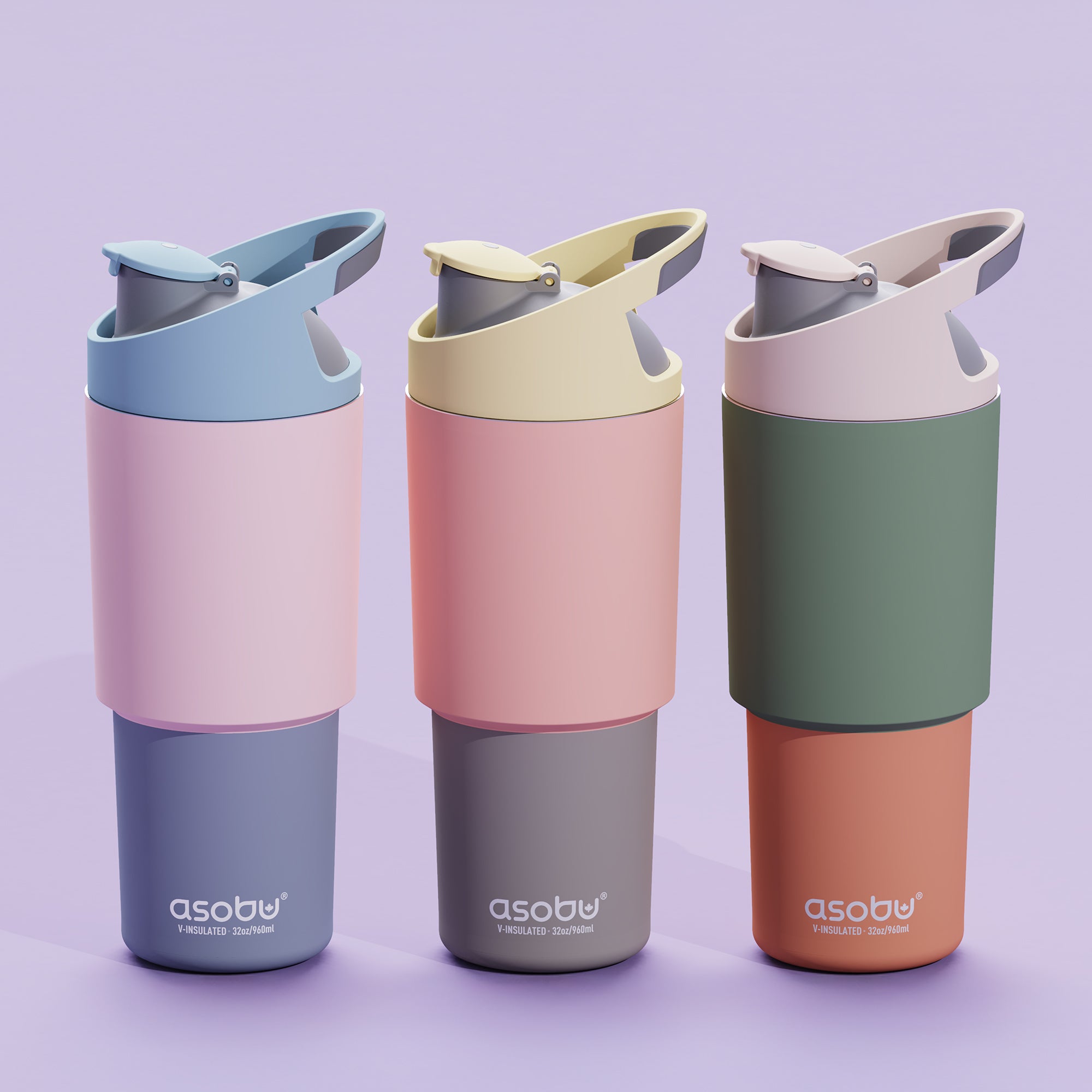 Bouteille isotherme Cosmic Asobu avec paille – pêche pastel 1 l