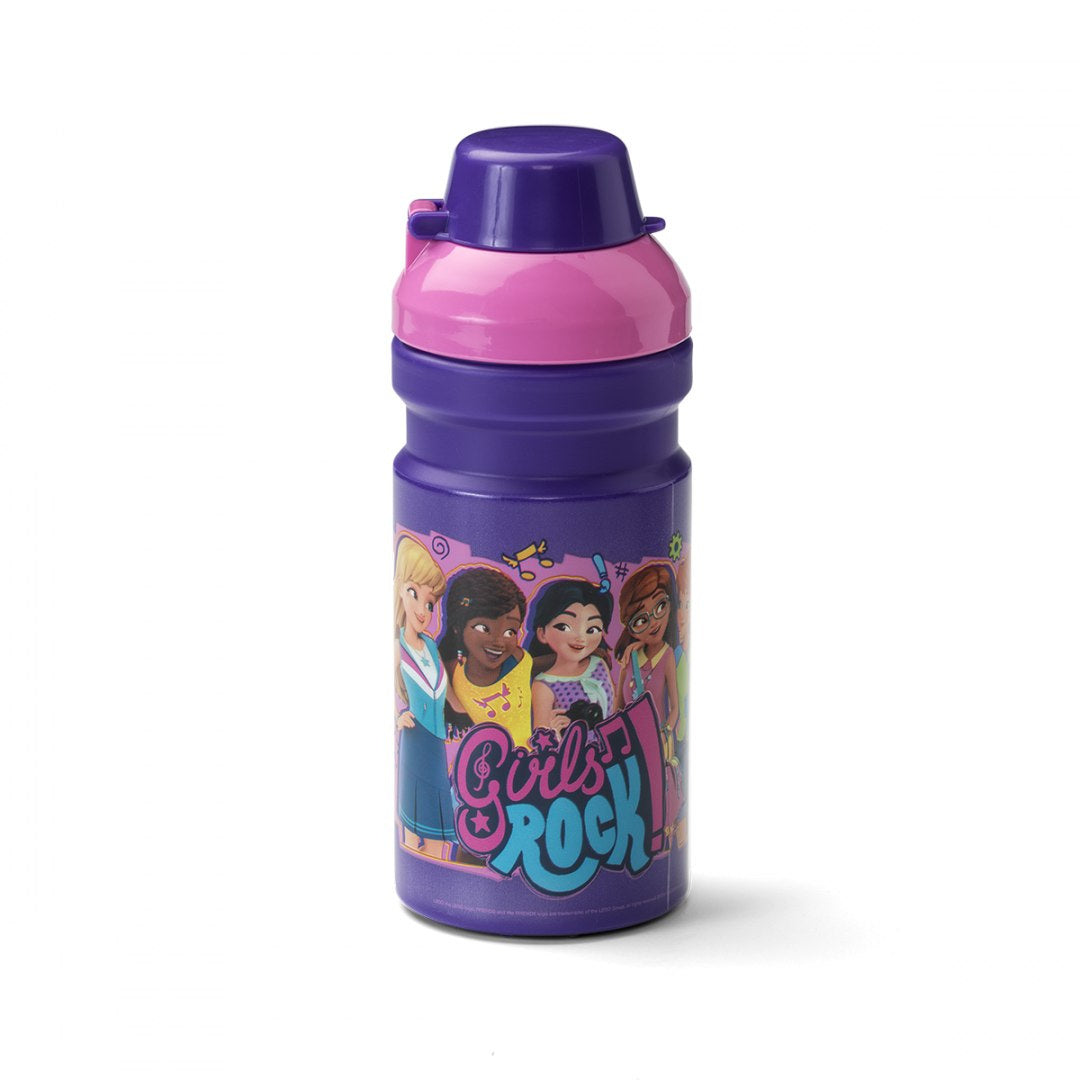Kolorowy bidon LEGO Friends dla dzieci z motywem dziewczyn Girls Rock fioletowo różowy