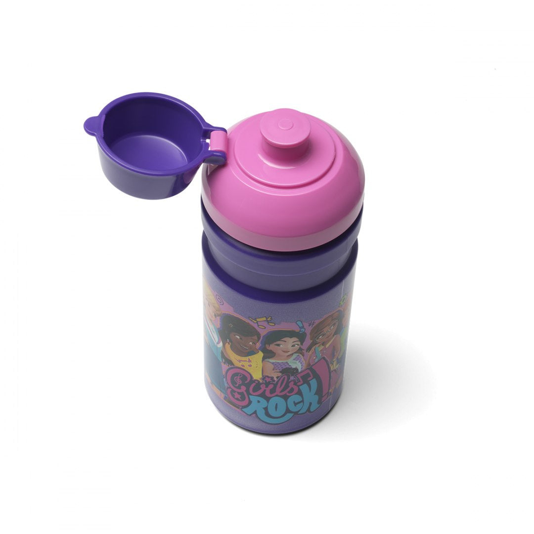 Bidon LEGO Friends dla dzieci w fioletowo-różowych kolorach z motywem dziewczynek Girls Rock