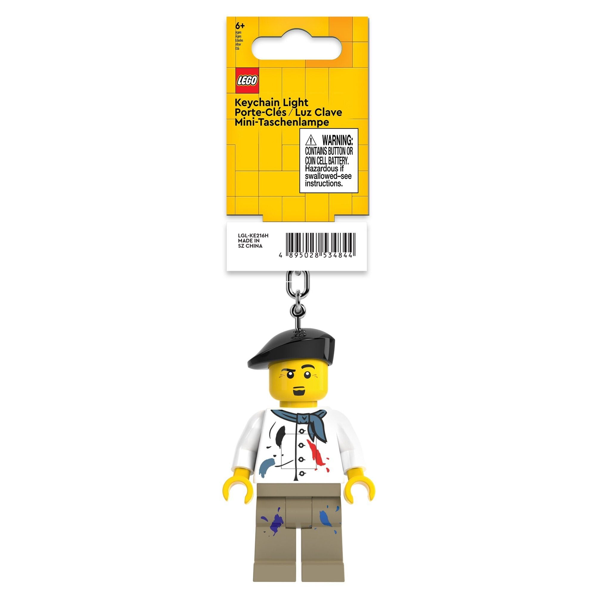 LEGO brelok z latarką przedstawiający kucharza z czapką na brelok LEGO z latarką