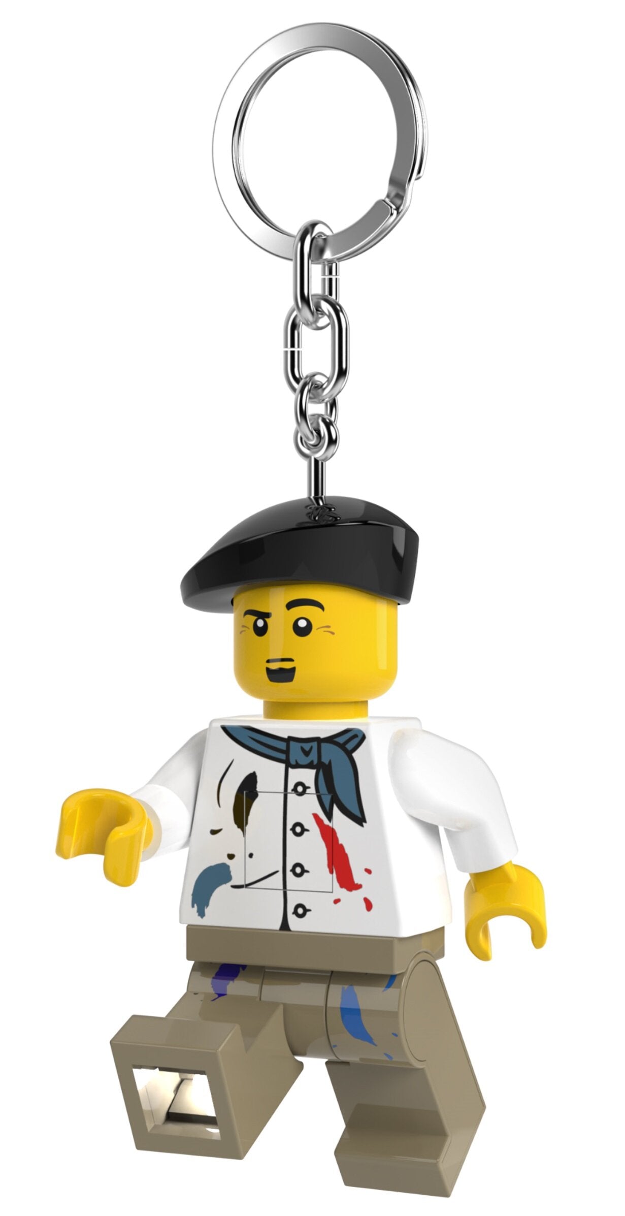 brelok LEGO z latarką w kształcie postaci LEGO kucharza z czapką i biżuterią MOB