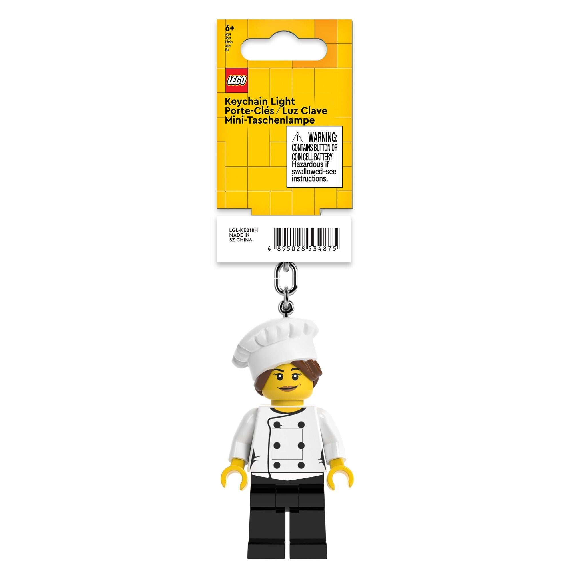 brelok z latarką LEGO kucharka figurka kucharza z latarką na breloku