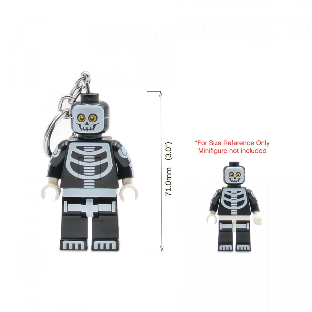 MOB brelok LEGO z latarką w kształcie czarnego szkieletonu z żółtymi oczami