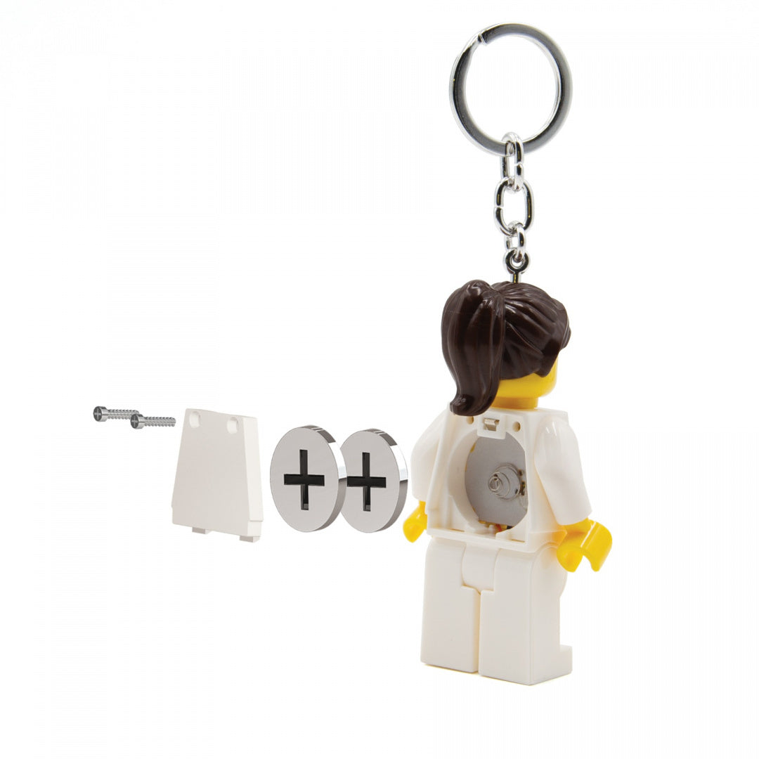 Brelok pielęgniarka LEGO MOB z wymiennymi bateriami i metalowym kółkiem do kluczy