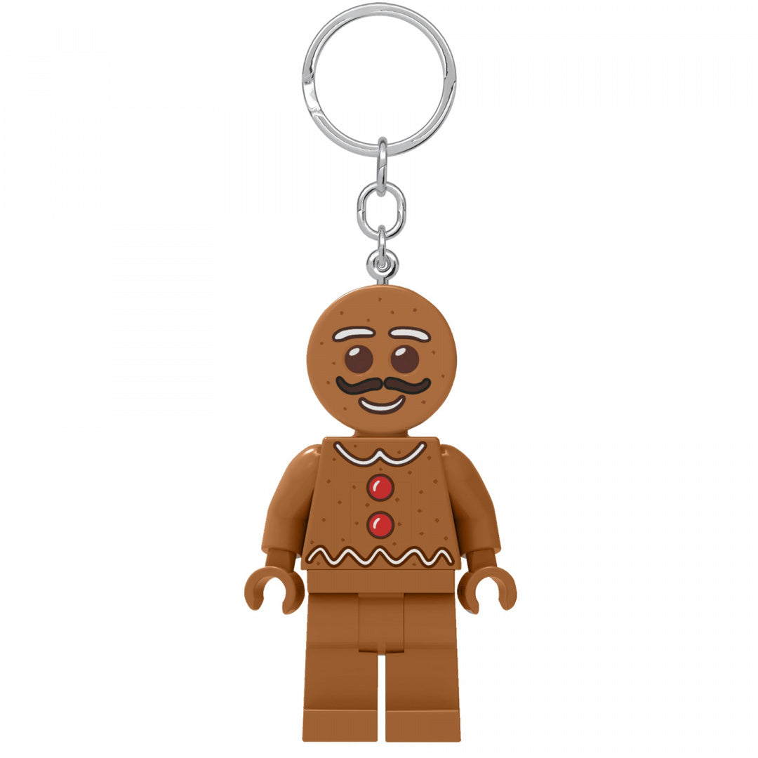 Brelok LEGO piernikowy ludek w kształcie figurki z wąsami i czerwonymi guzikami