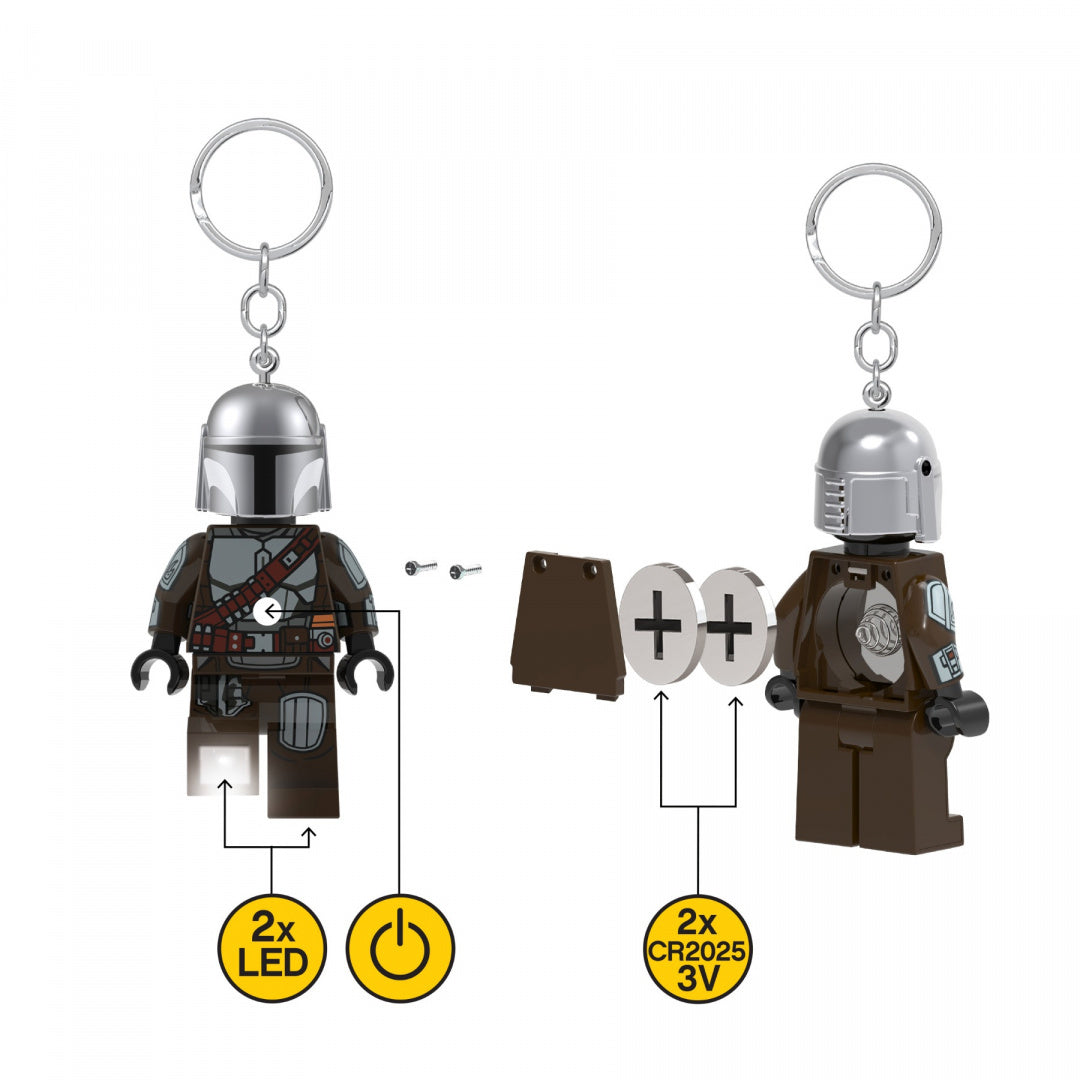 Brelok LEGO Star Wars Mandalorian z dwoma diodami LED i wymiennymi bateriami CR2025