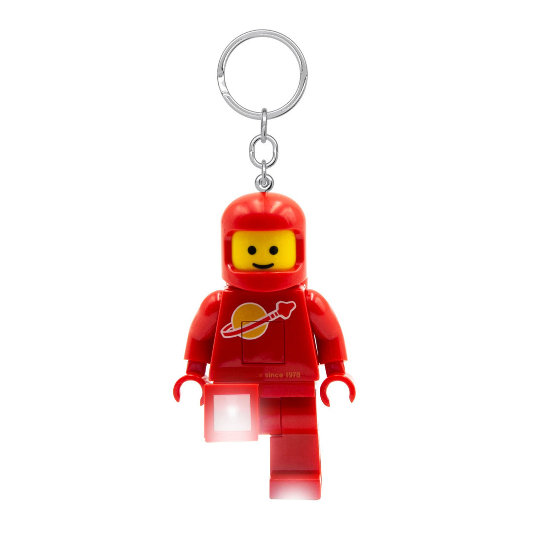 MOB brelok LEGO czerwony astronauta z uśmiechniętą minifigurką w skafandrze kosmicznym