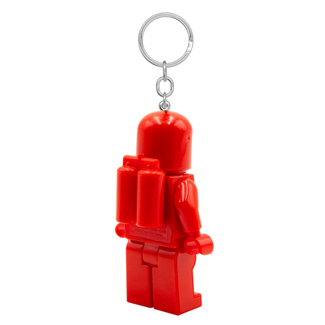 brelok LEGO czerwony astronauta z metalowym kółkiem na klucze od MOB