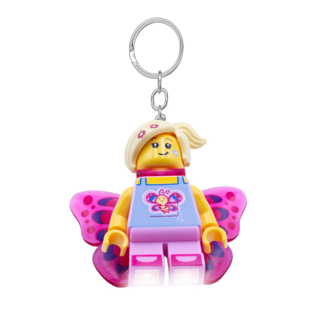 Brelok z latarką LEGO motylek z figurką dziewczynki w różowych skrzydłach motyla