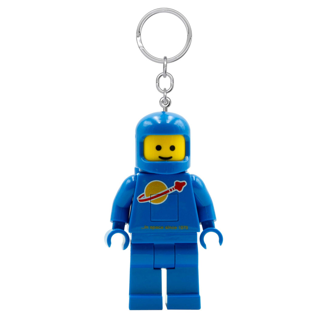Brelok z latarką LEGO w kształcie niebieskiego astronauty z motywem kosmosu