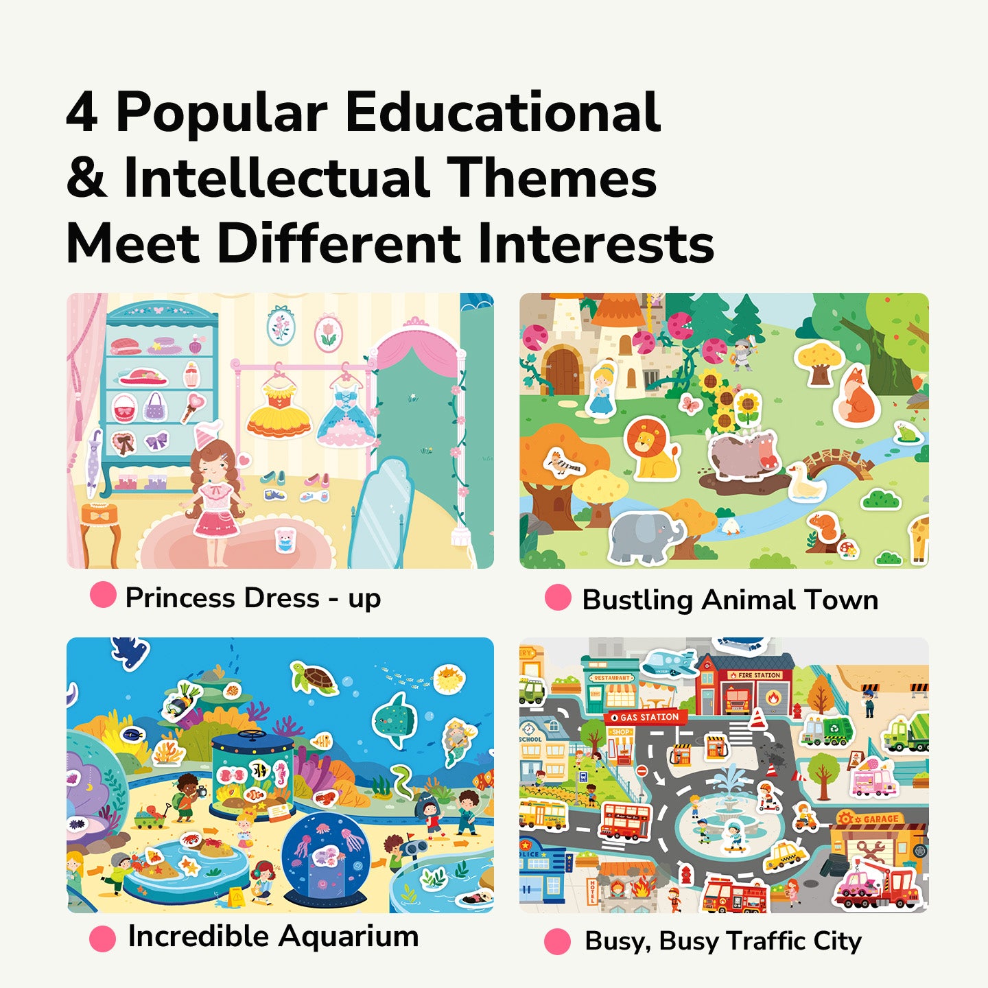 Żelowe naklejki wielorazowe mideer – Princess Dress-Up (61 szt.)