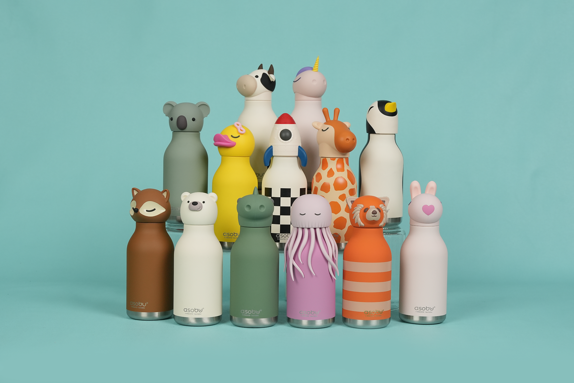 Butelka termiczna ze słomką Bestie Asobu – Pingwin 460 ml