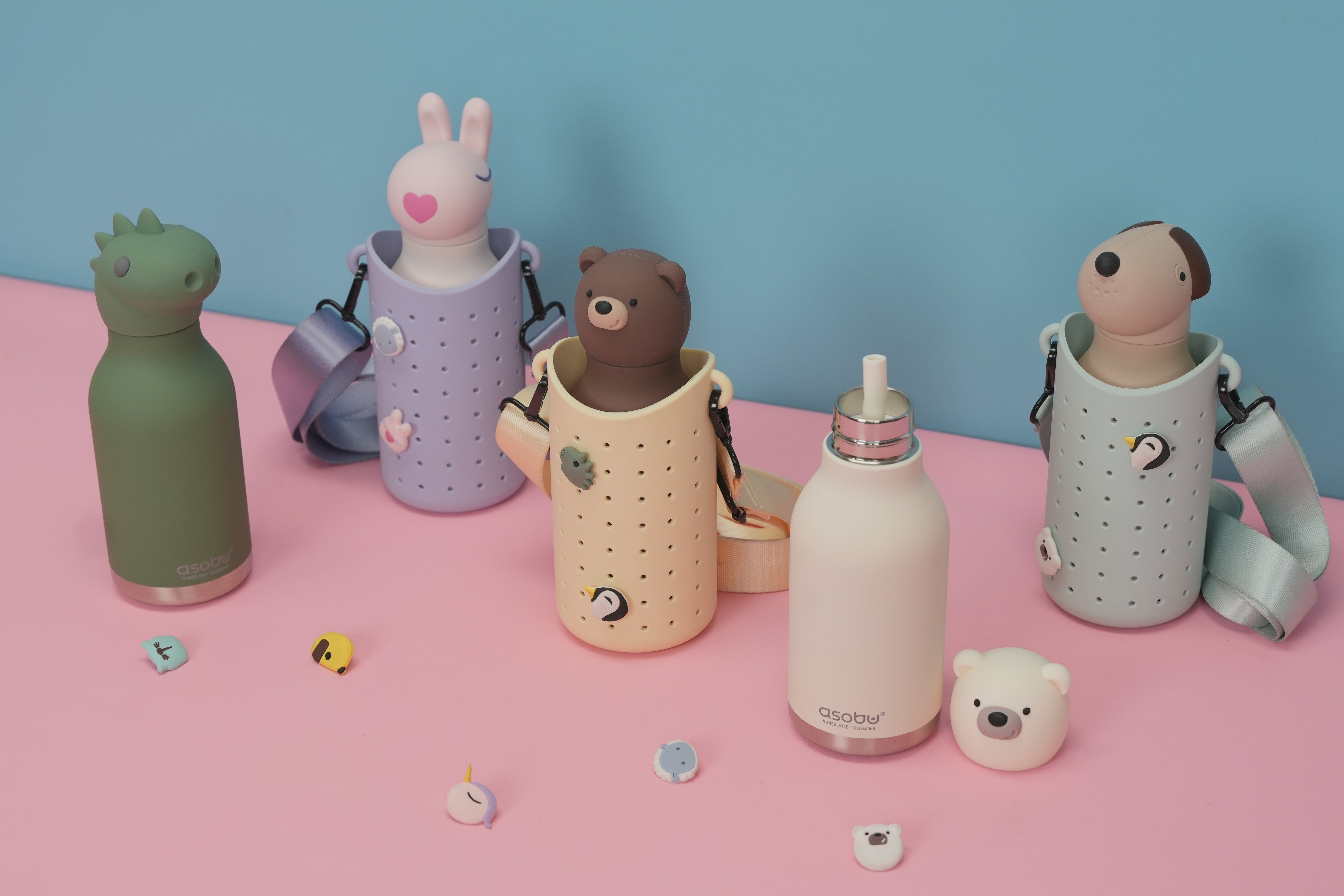 Bouteille isotherme avec paille Bestie Asobu – Lapin 460 ml