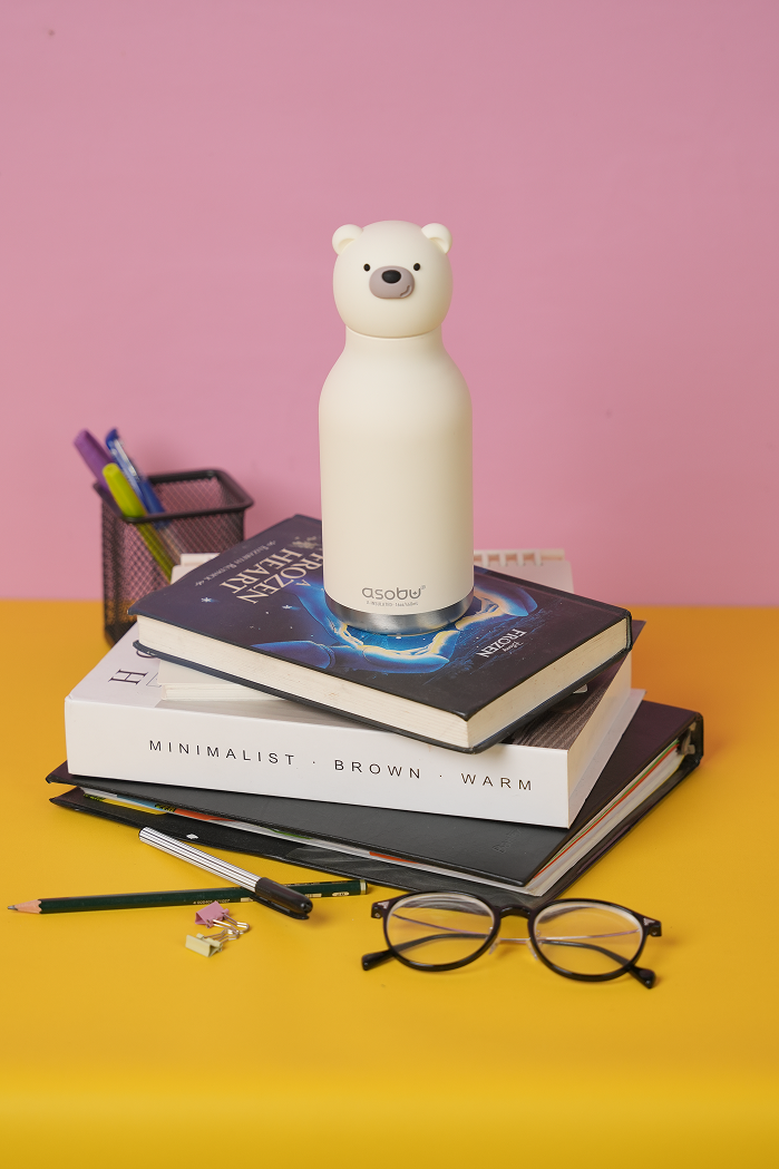 Bouteille isotherme avec paille Asobu Beasts – Ours polaire 460 ml