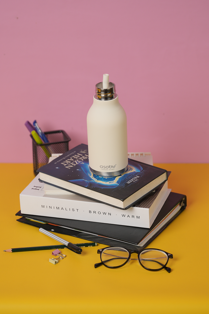 Bouteille isotherme avec paille Asobu Beasts – Ours polaire 460 ml