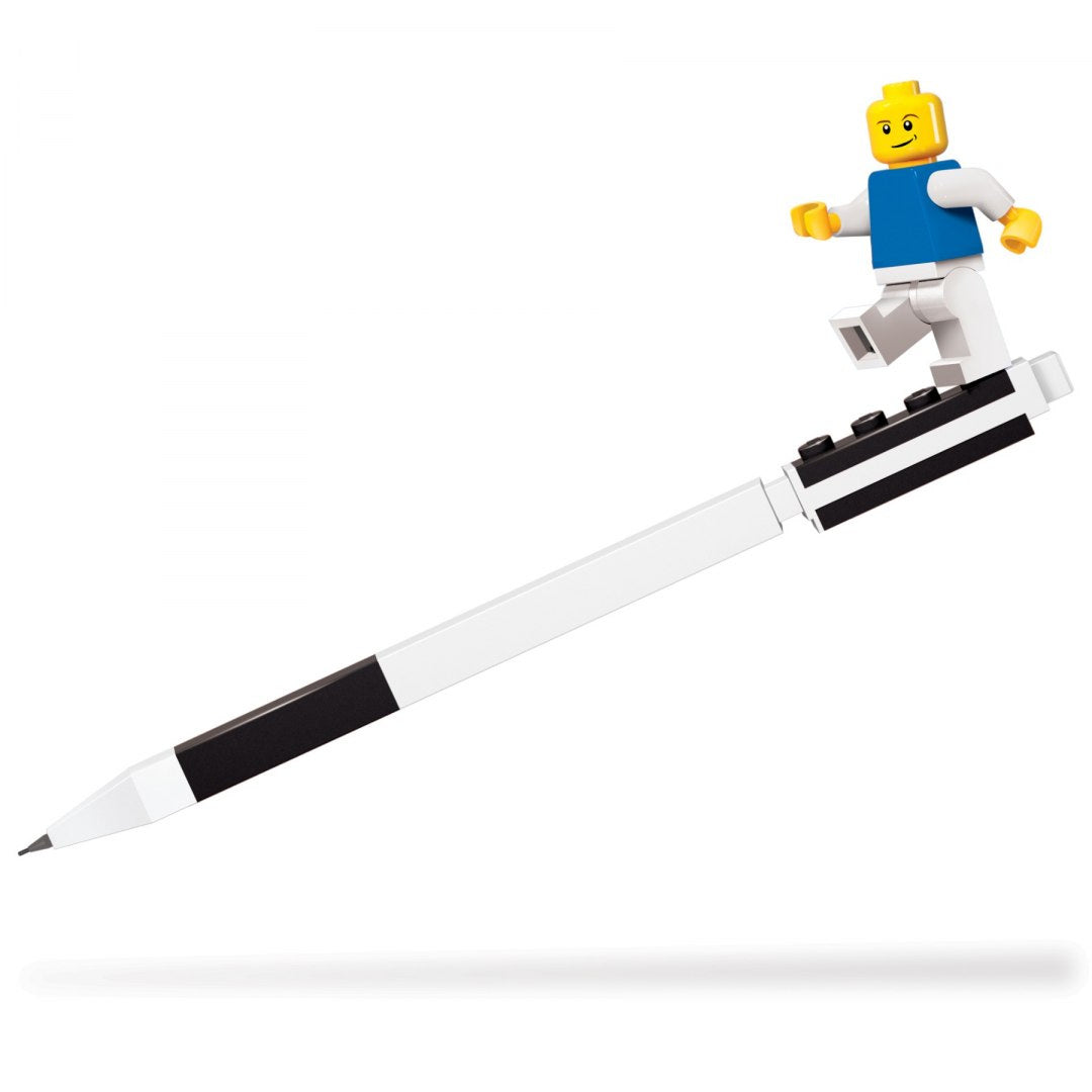 Długopis żelowy LEGO z figurką ludzika na klipie w czarno-białym designie