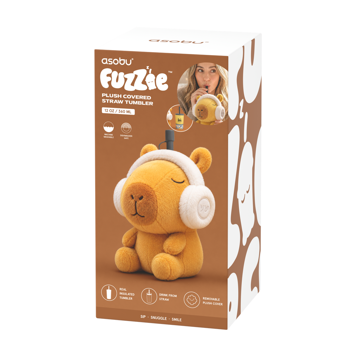 Butelka termiczna w pluszowym etui Fuzzie Asobu - Kapibara