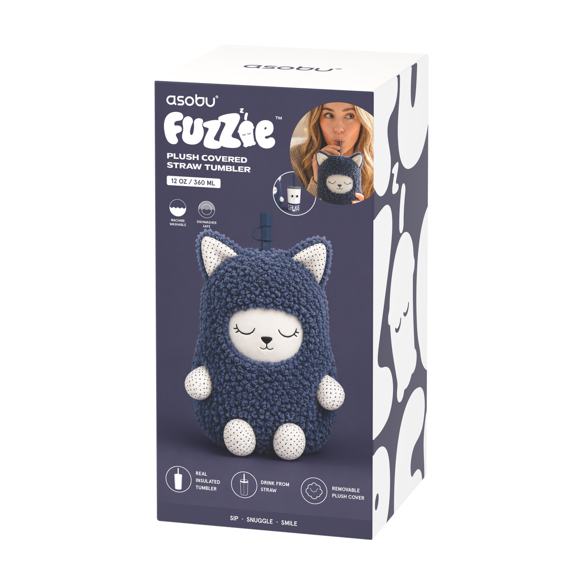Butelka termiczna w pluszowym etui Fuzzie Asobu - Kot