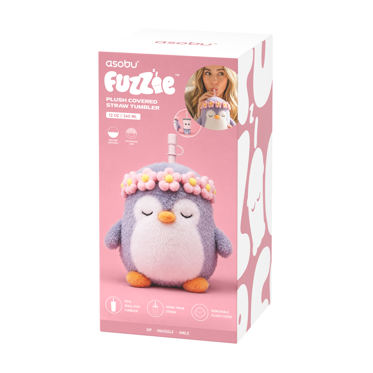 Butelka termiczna w pluszowym etui Fuzzies Asobu - Pingwin