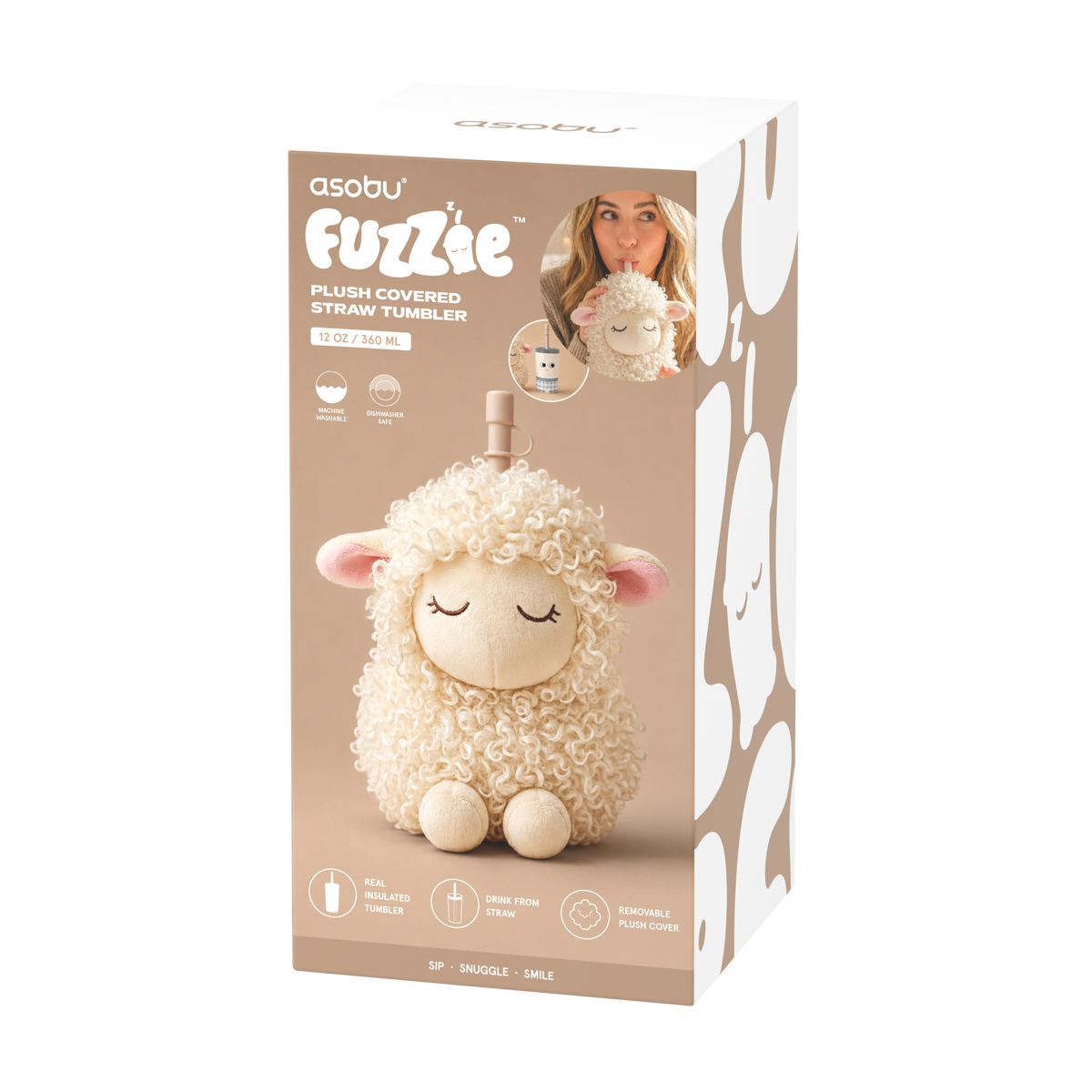 Butelka termiczna w pluszowym etui Fuzzies Asobu - Owieczka
