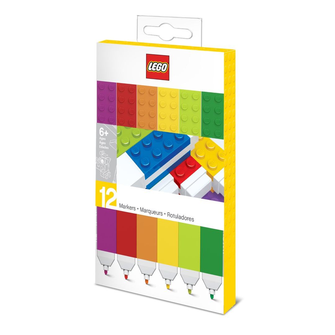 Flamastry LEGO 12 kolorów z kolorowymi markerami do kreatywnego rysowania dla dzieci
