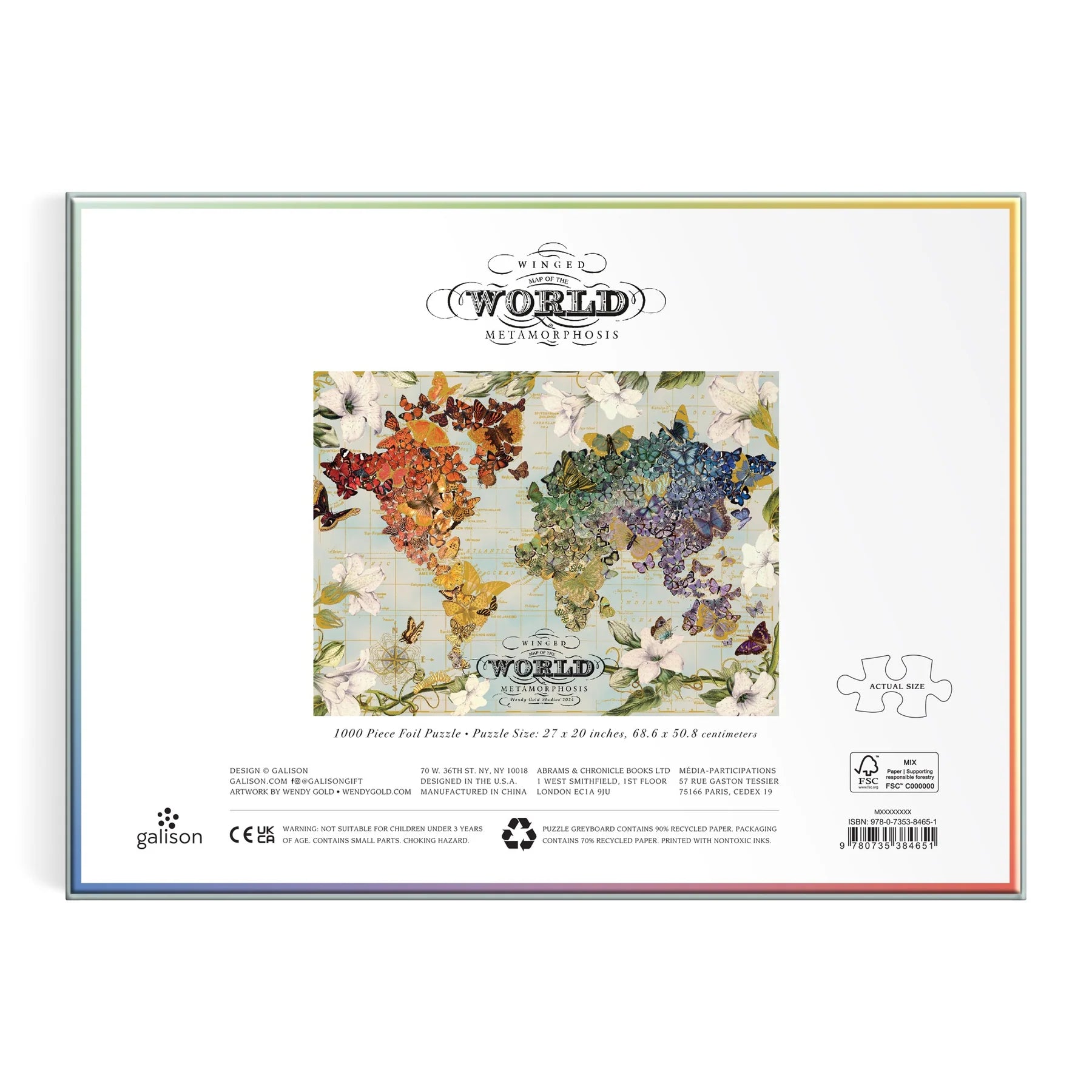 Puzzle 1000 elementów dla dorosłych z kolorową mapą świata od Galison