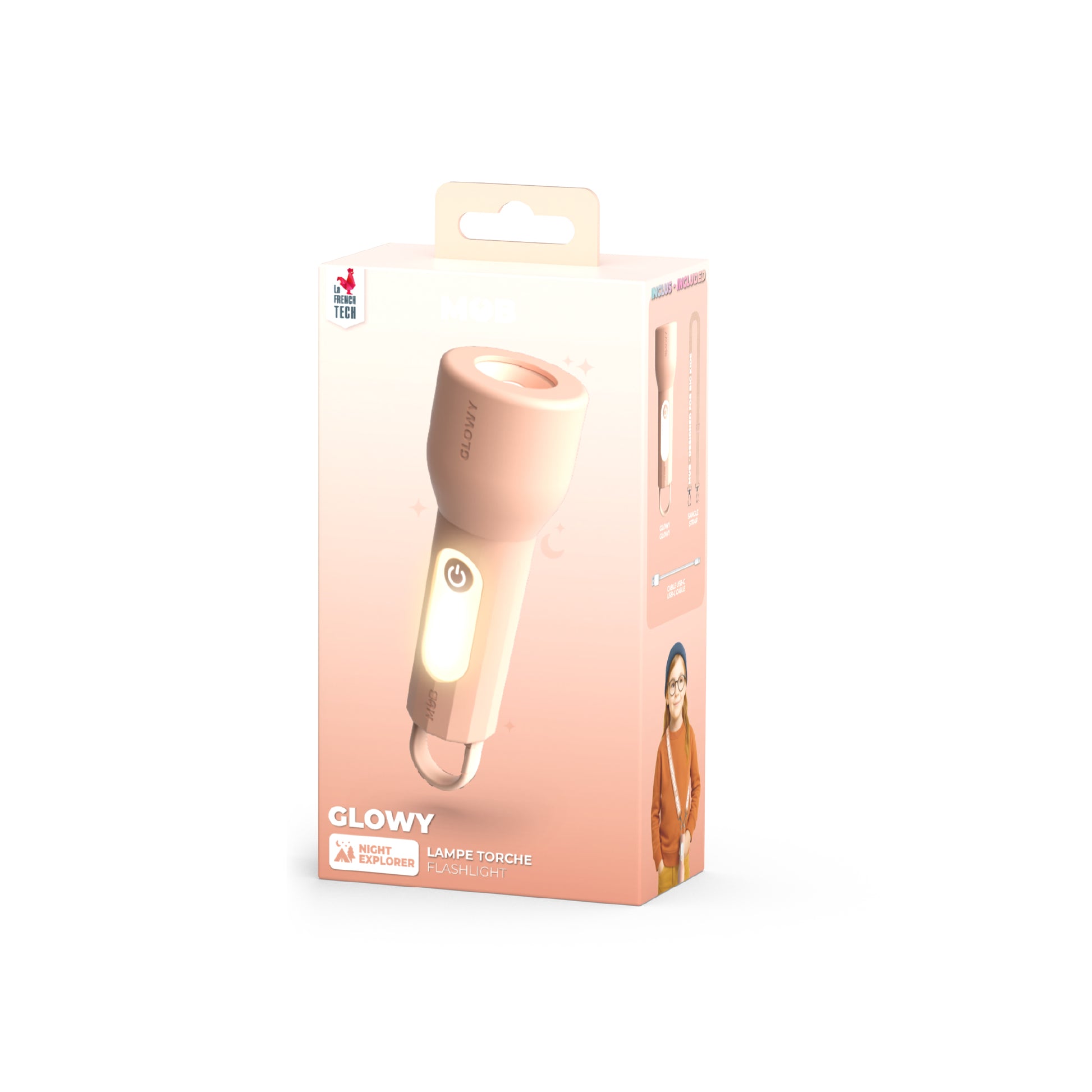 Latarka dziecięca Glowy MOB – różowa