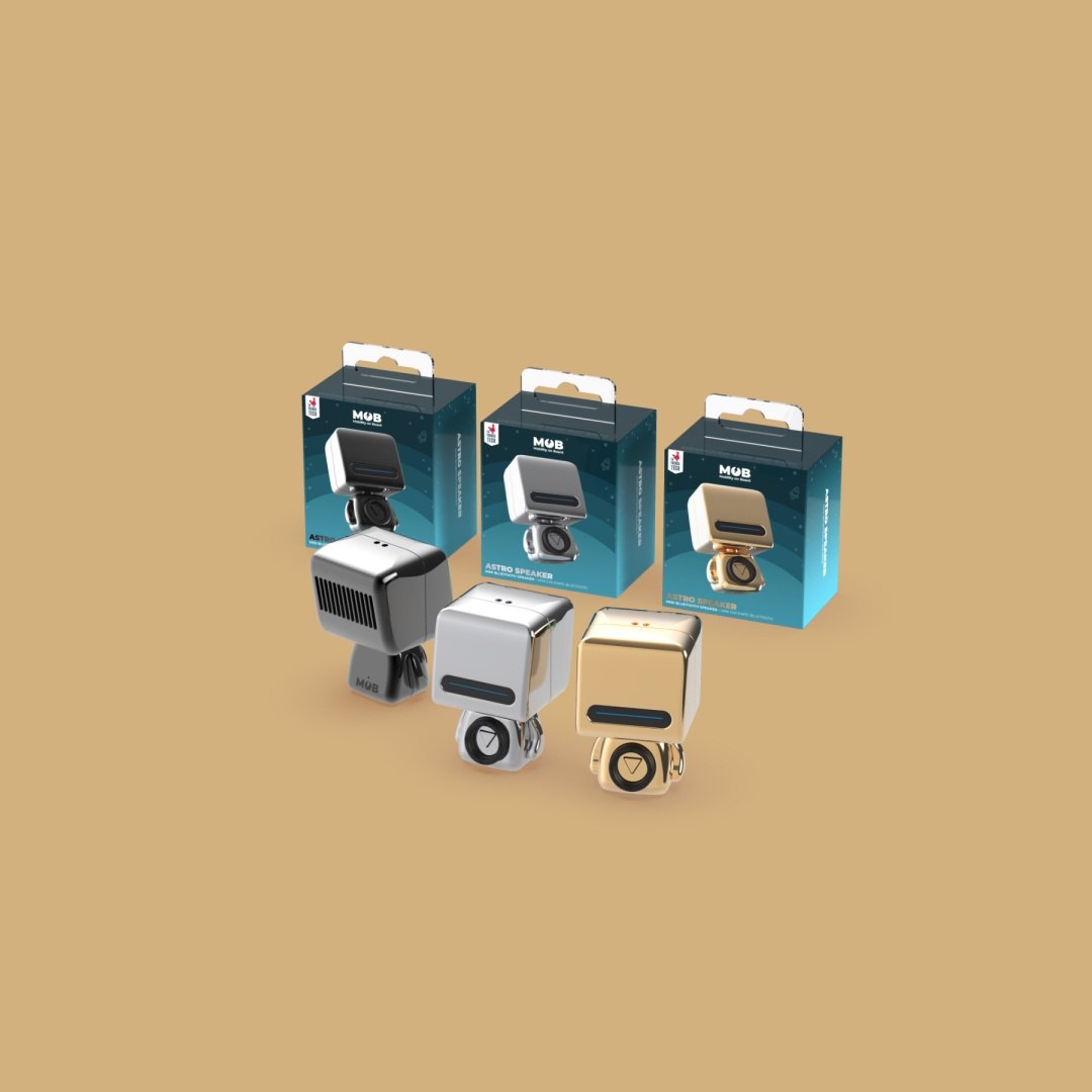 Głośnik bezprzewodowy Astro w trzech kolorach z opakowaniami marki BV JACOB COMPANY