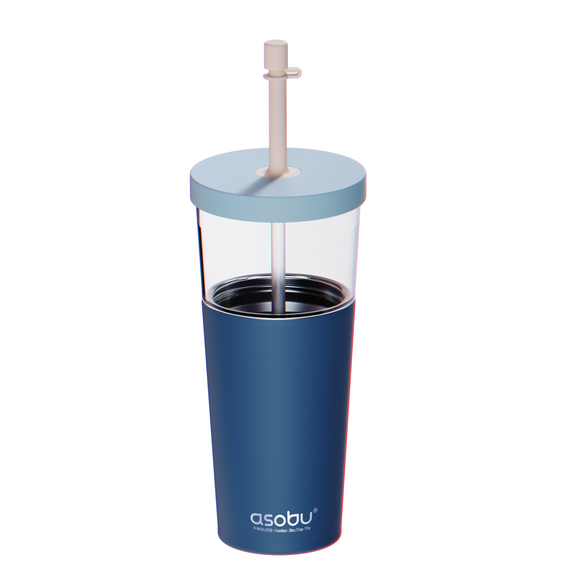 Tasse isotherme avec paille Marina Asobu – bleu pastel 850 ml