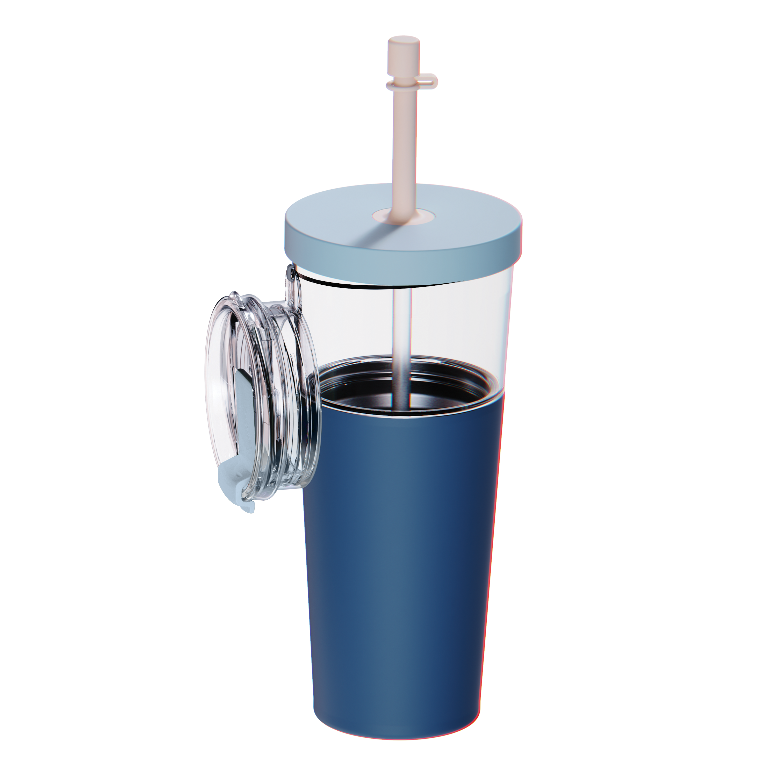 Tasse isotherme avec paille Marina Asobu – bleu pastel 850 ml