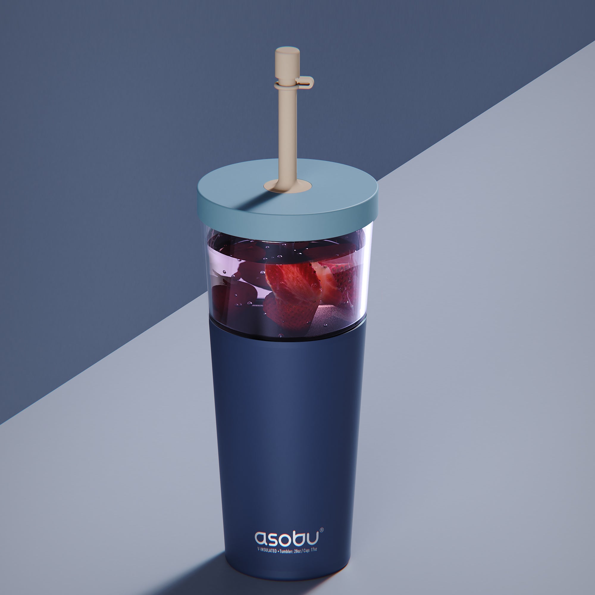 Tasse isotherme avec paille Marina Asobu – bleu pastel 850 ml