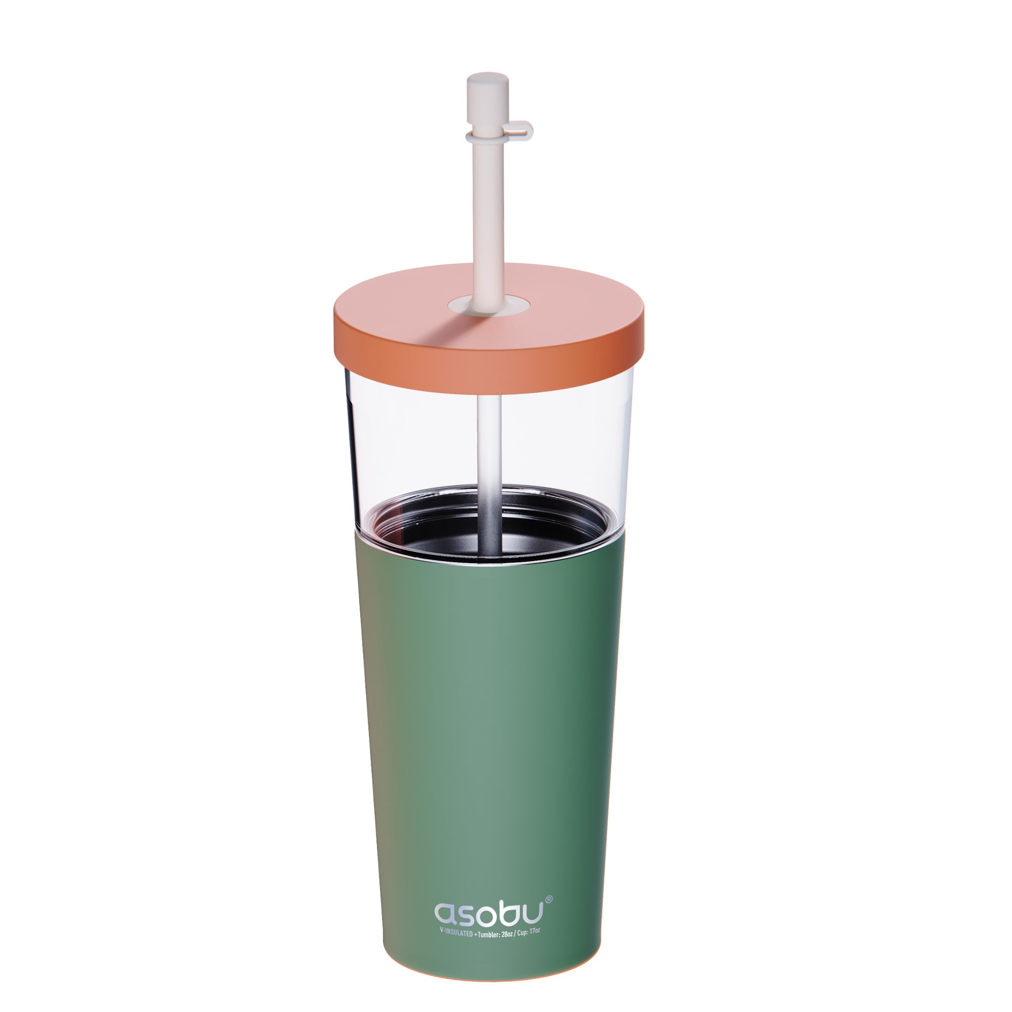 Tasse isotherme avec paille Marina Asobu – vert pastel 850 ml