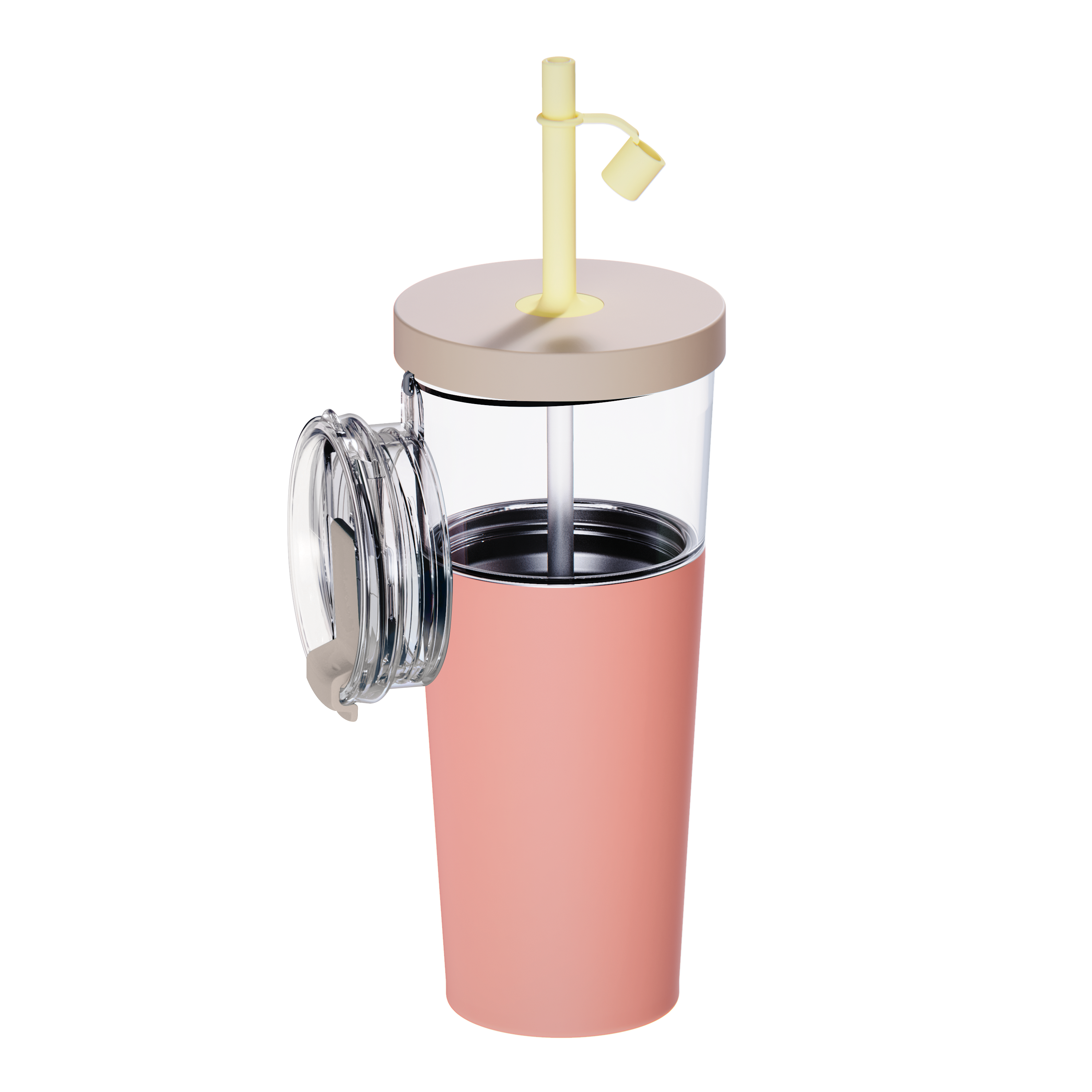 Tasse isotherme avec paille Marina Asobu – pêche pastel 850 ml