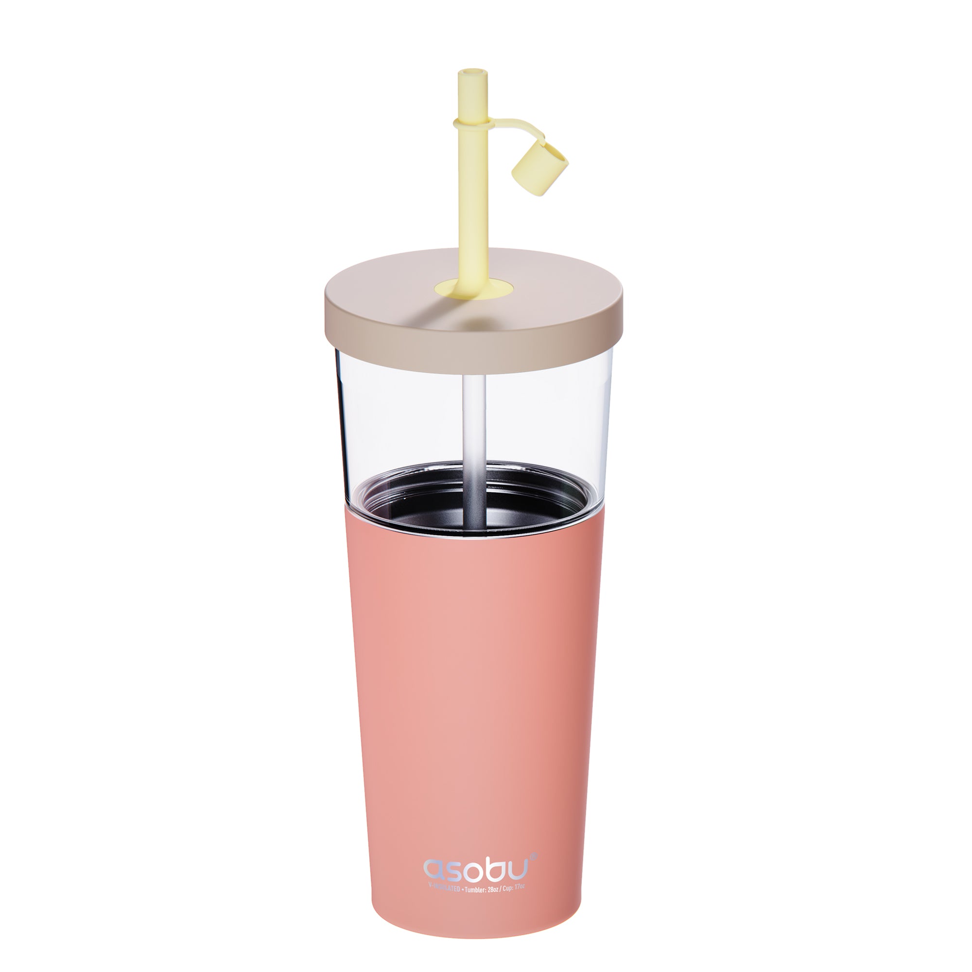 Tasse isotherme avec paille Marina Asobu – pêche pastel 850 ml