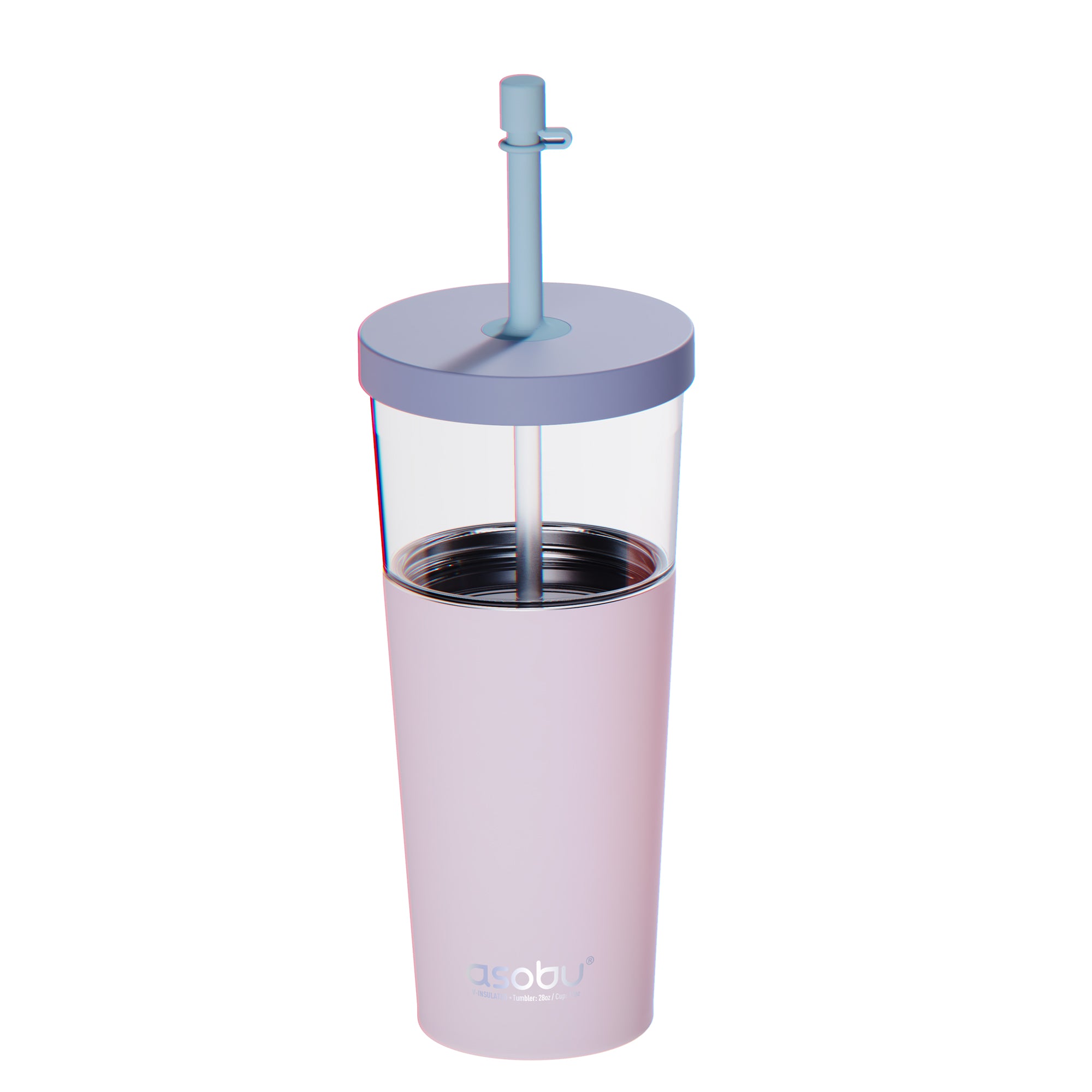 Mug isotherme avec paille Marina Asobu – rose pastel 850 ml
