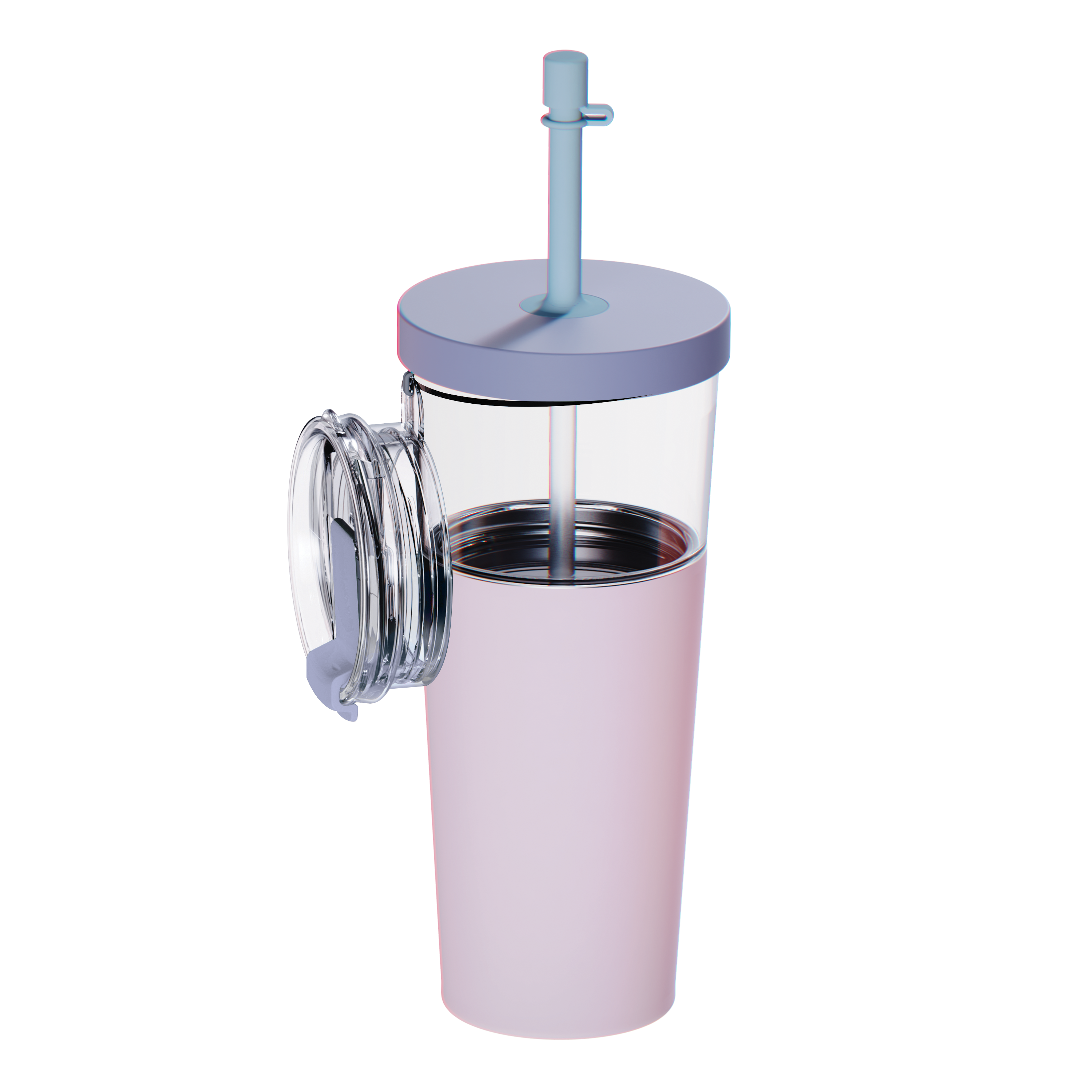 Mug isotherme avec paille Marina Asobu – rose pastel 850 ml