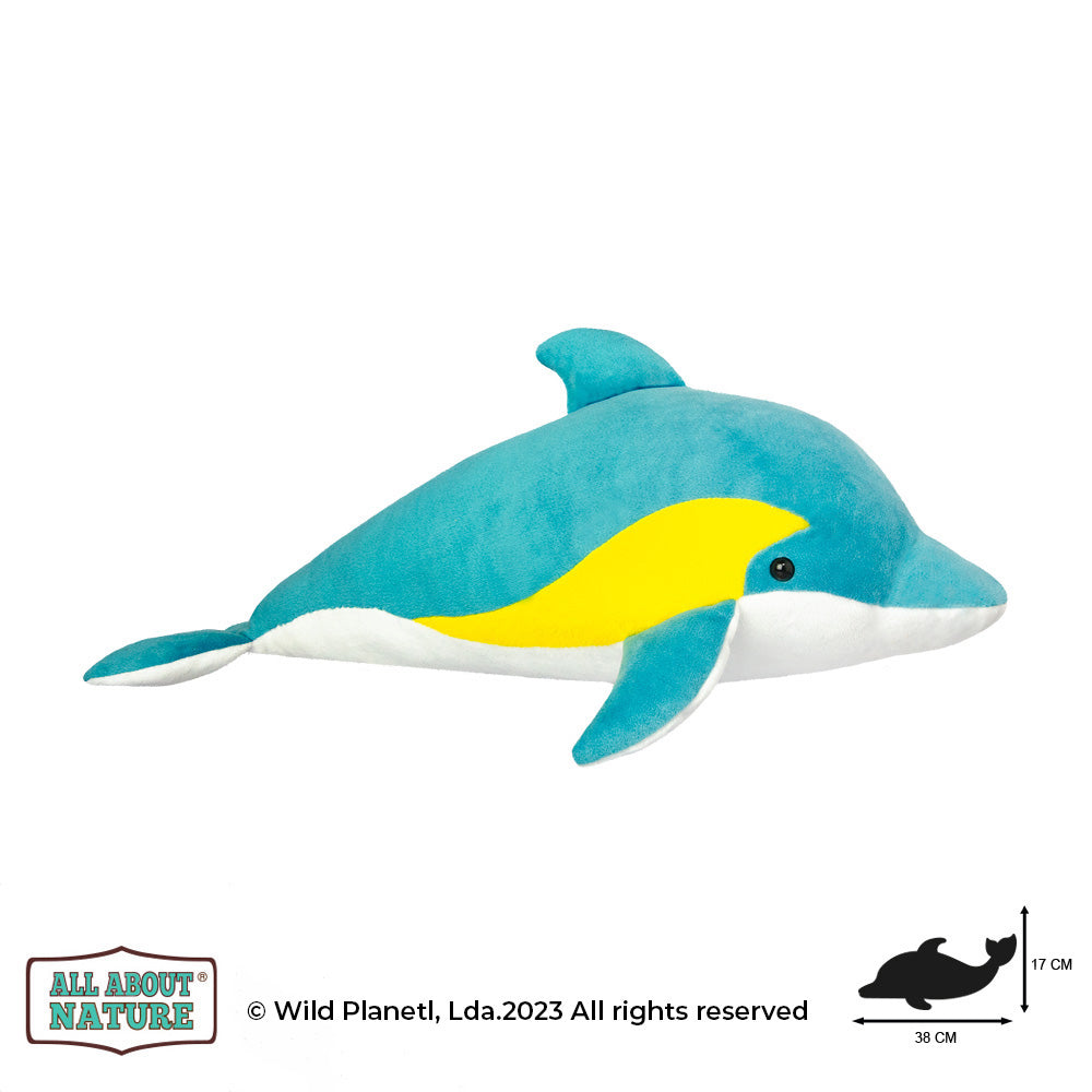 Pluszak delfin Wild Planet miękki niebieski pluszowy z żółtym detalem i realistycznym designem