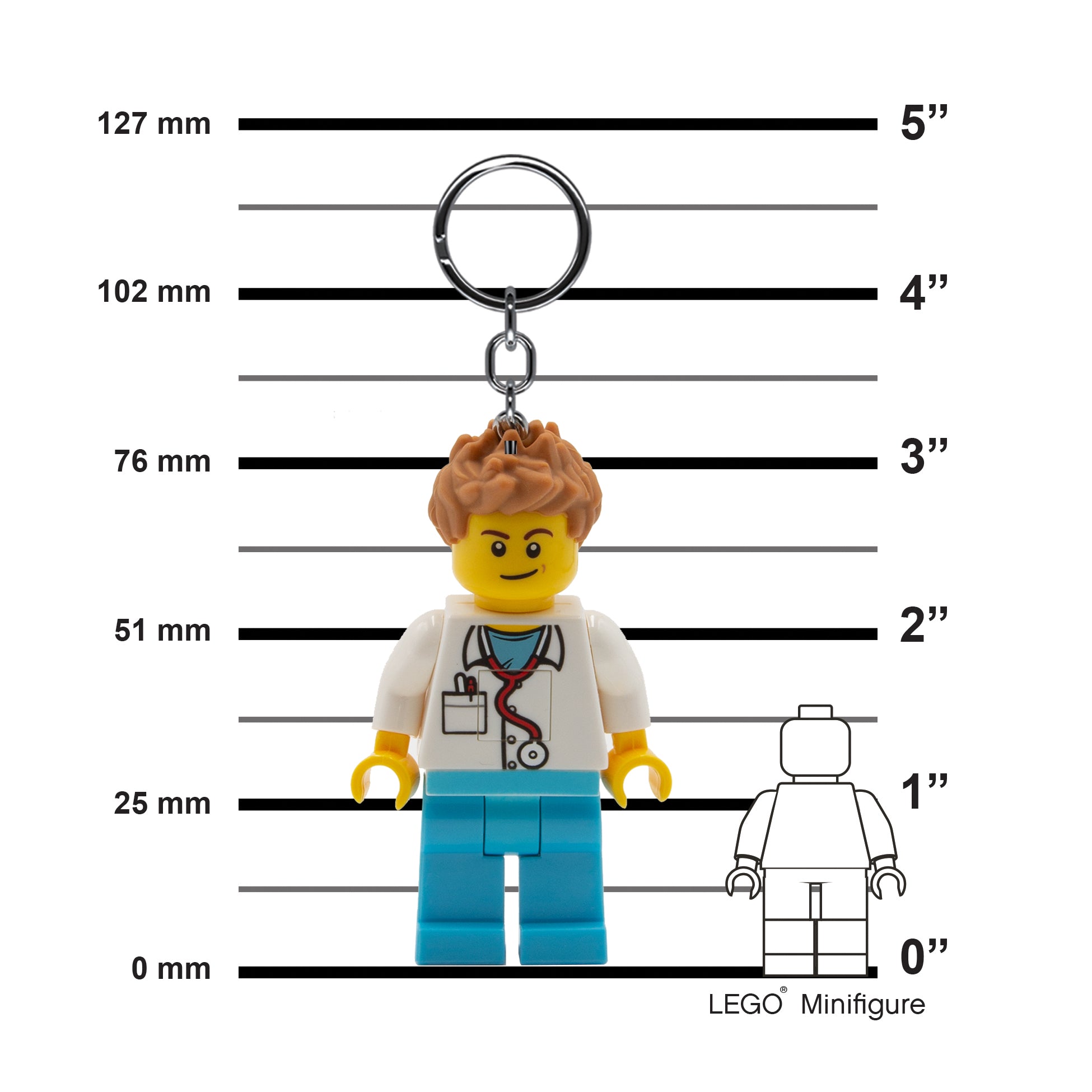 brelok LEGO lekarz z latarką figurka minifigurka doktora z latarką na klucze