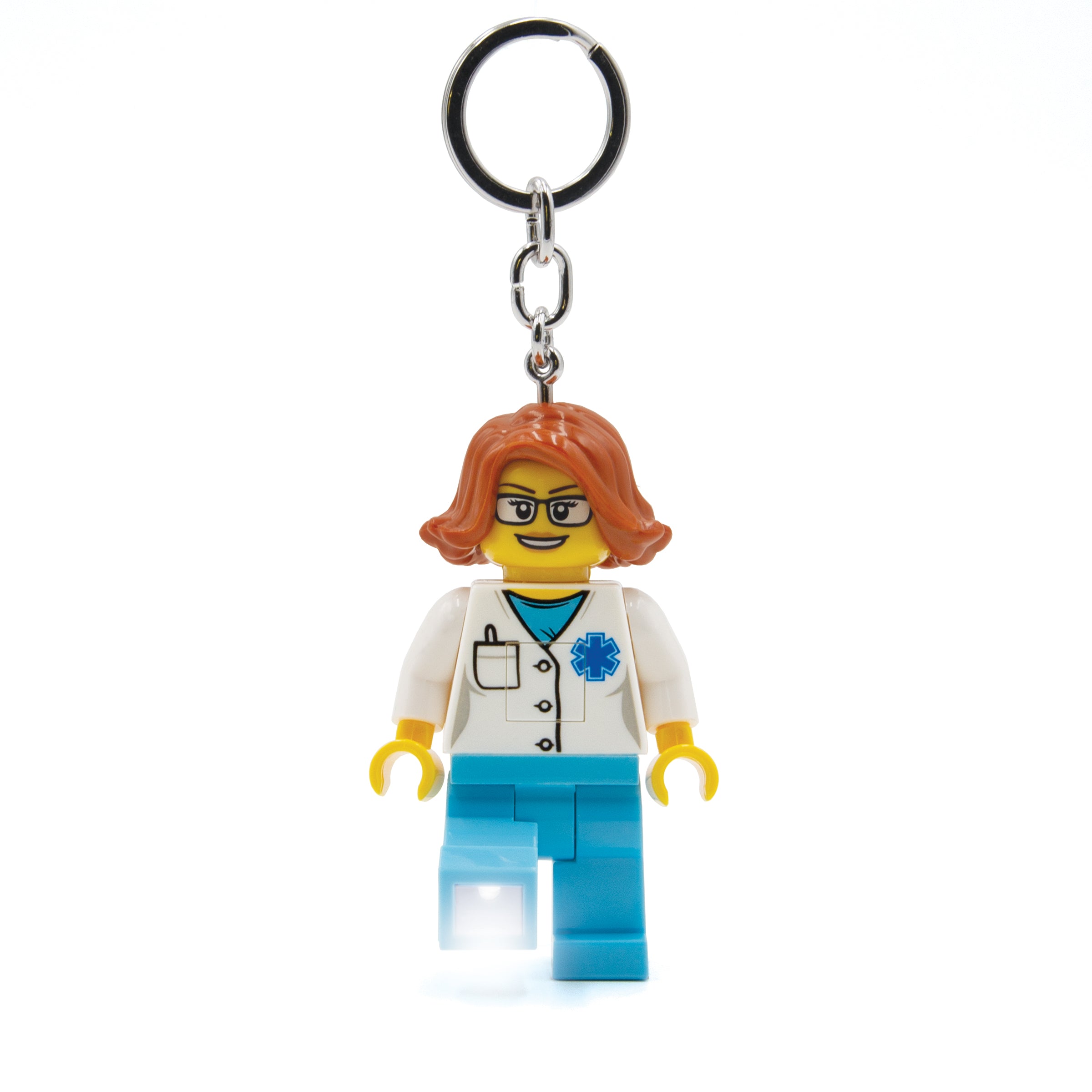 Brelok lego latarka lekarka z klipsami i podświetleniem na nodze od MOB