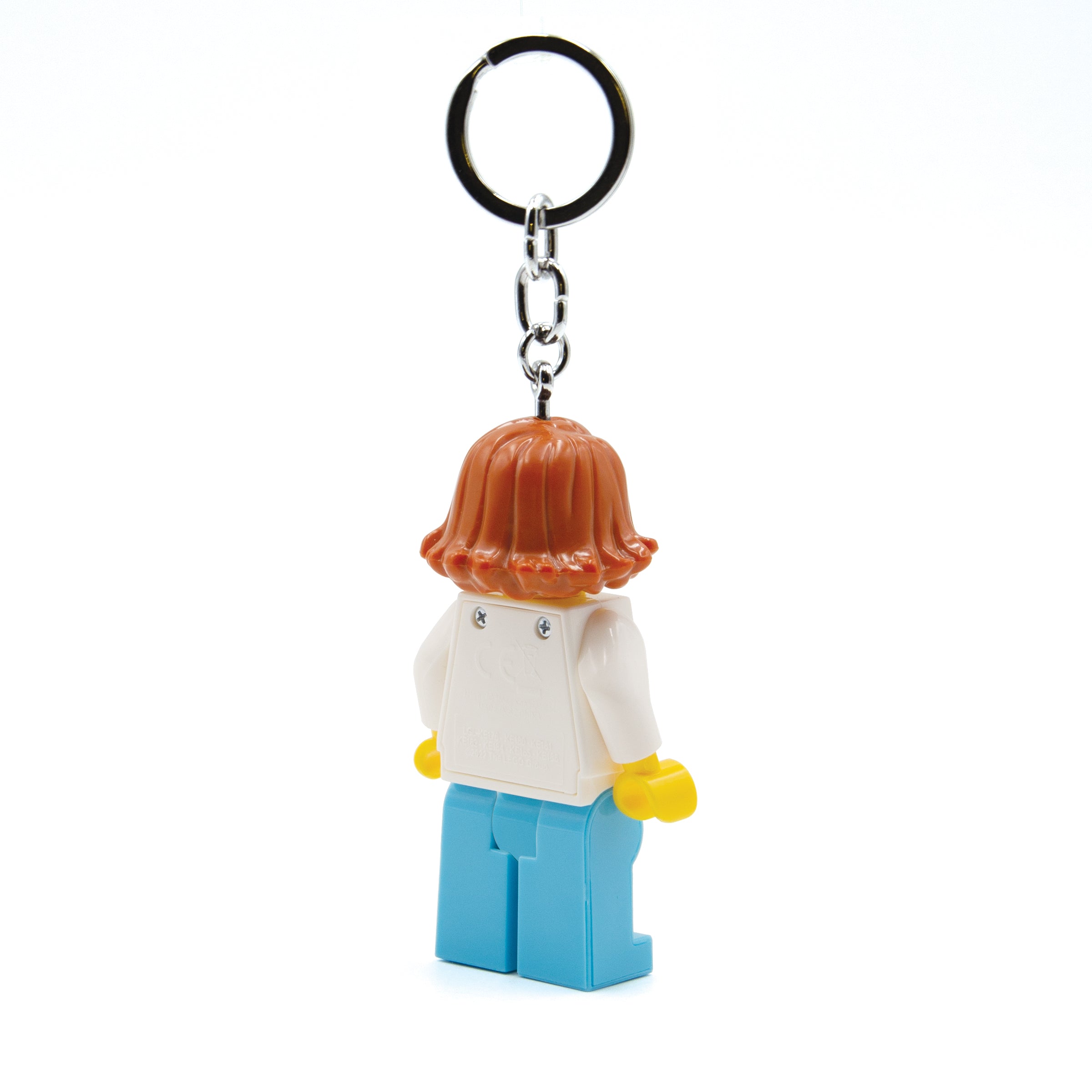 MOB brelok lego latarka lekarka z figurką lego kobiety w białym fartuchu i niebieskich spodniach