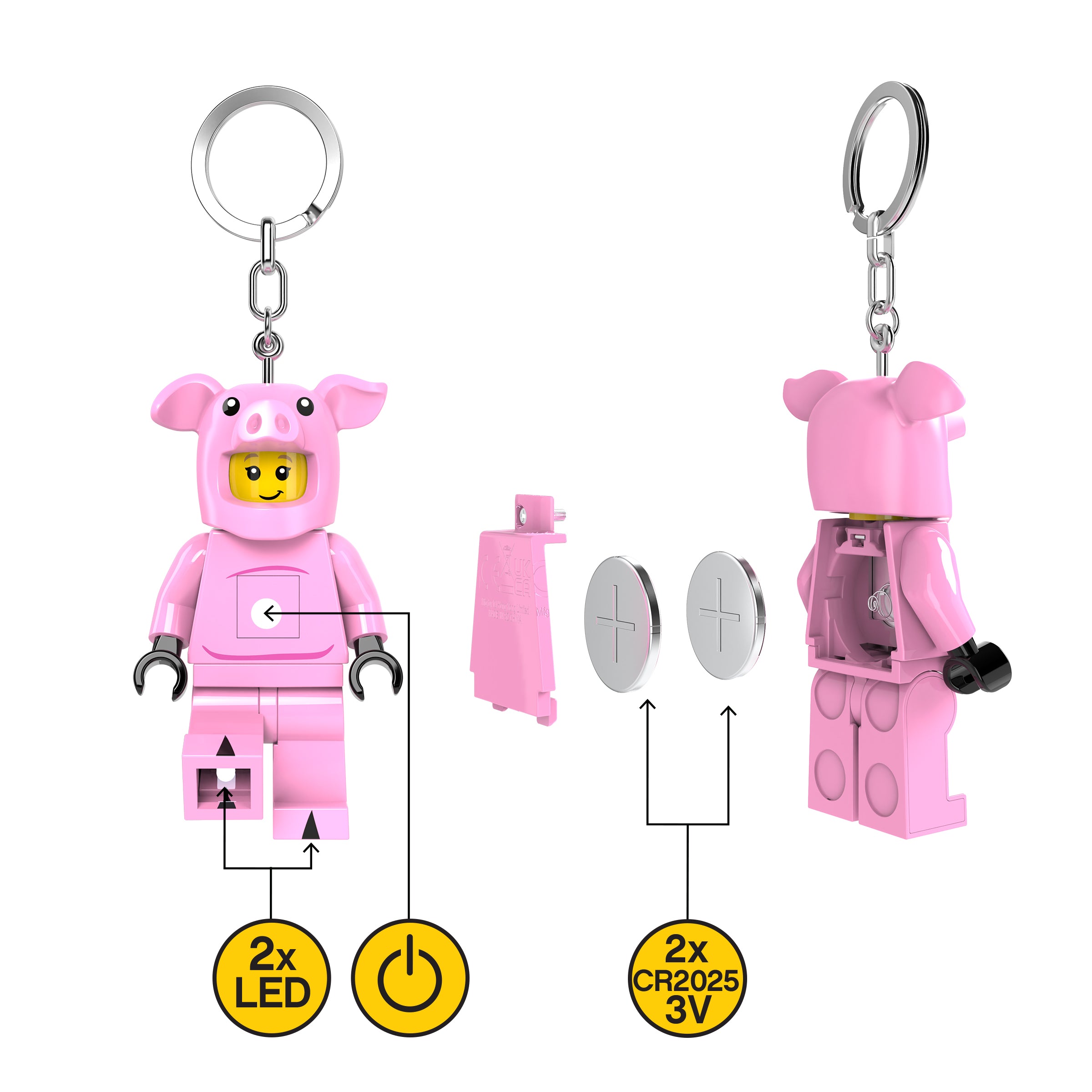 brelok LEGO minifigurka świnka z podświetleniem LED i wymiennymi bateriami CR2025