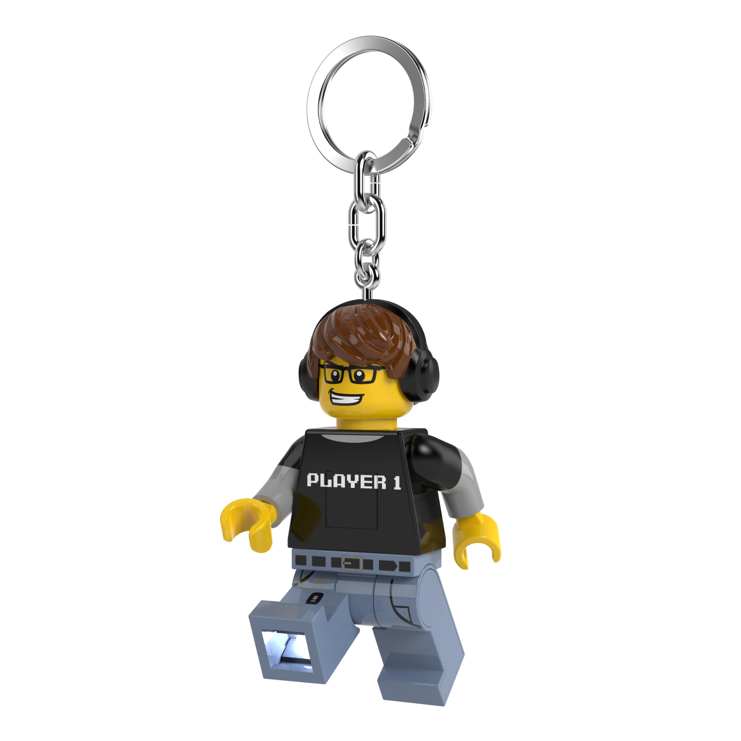 brelok z latarką LEGO Gamer postać z słuchawkami i oświetleniem na nodze