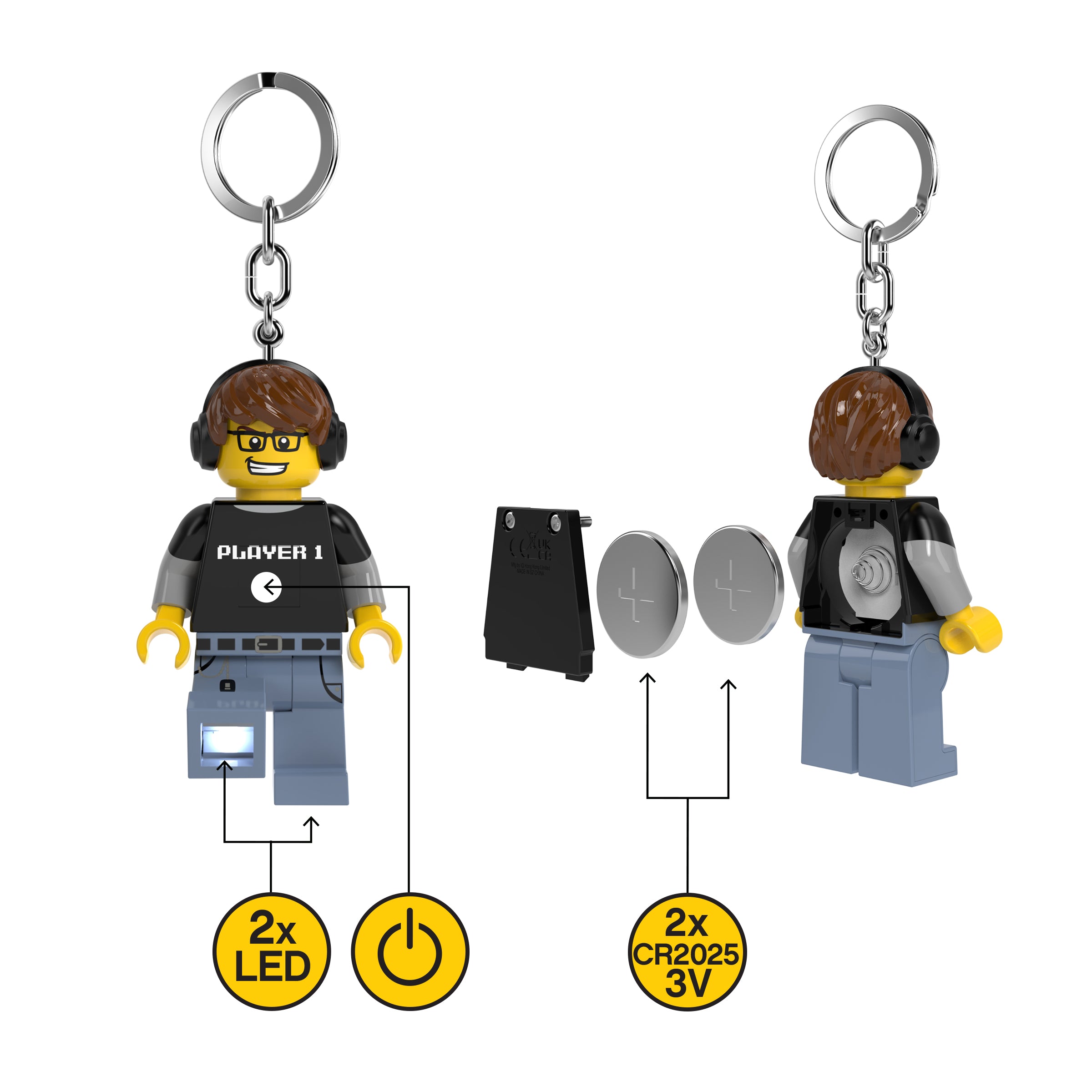 brelok z latarką LEGO Gamer postać z LED i zasilaniem na baterie CR2025