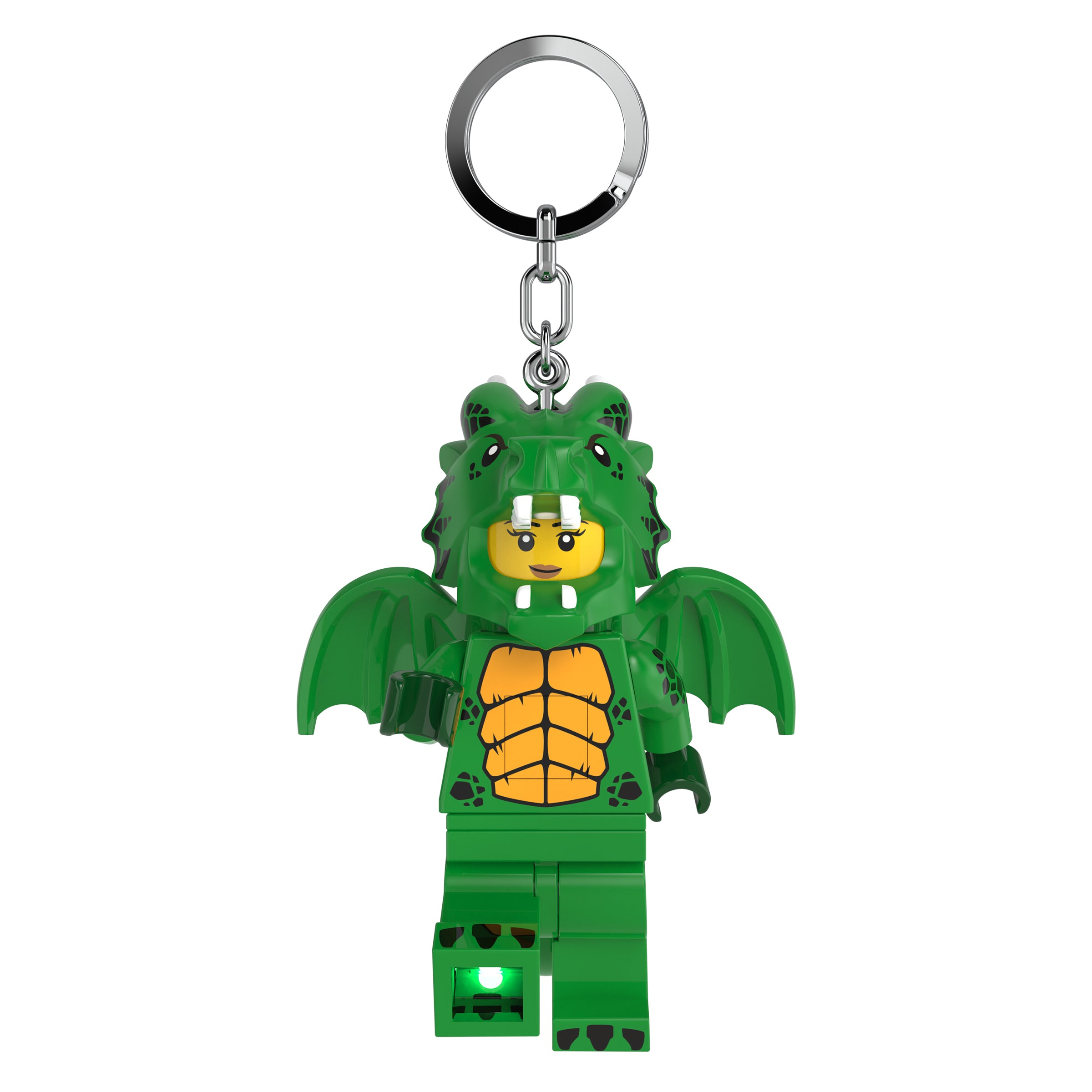 brelok z latarką LEGO Zielony Smok figurka smoka w zielonym kostiumie z latarką w nodze